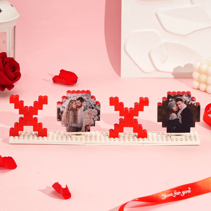 Valentine's Day Gifts Custom Building Brick Photo Block Personalized XOXO Brick Puzzles