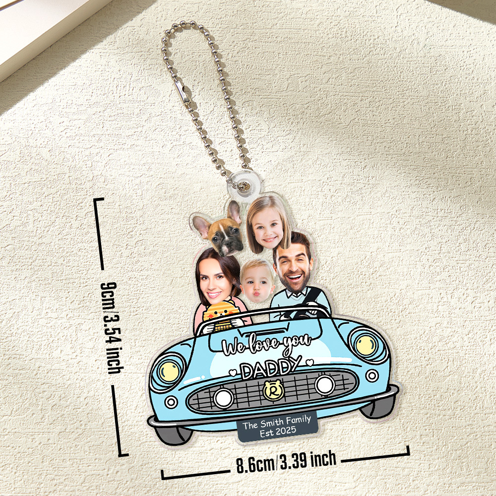 Gifts for Dad Custom Photo Drive Safe Daddy Ornament for Car, Personalized Birthday Gift Idea for Daddy, Customized Funny Baby Picture Acrylic Hanger