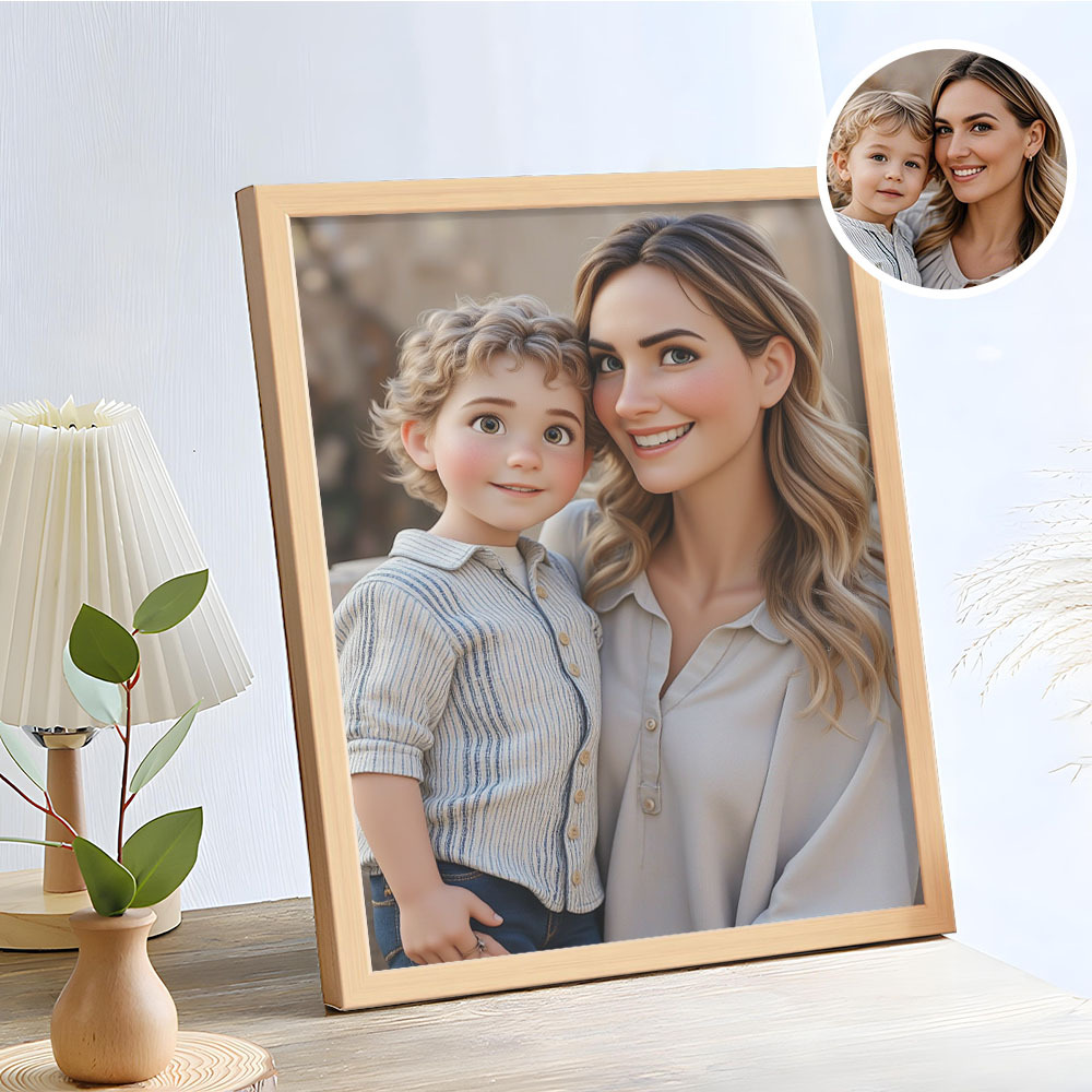 Mother's Day Gifts Personalized Cartoon Couple Portrait Photo Frame