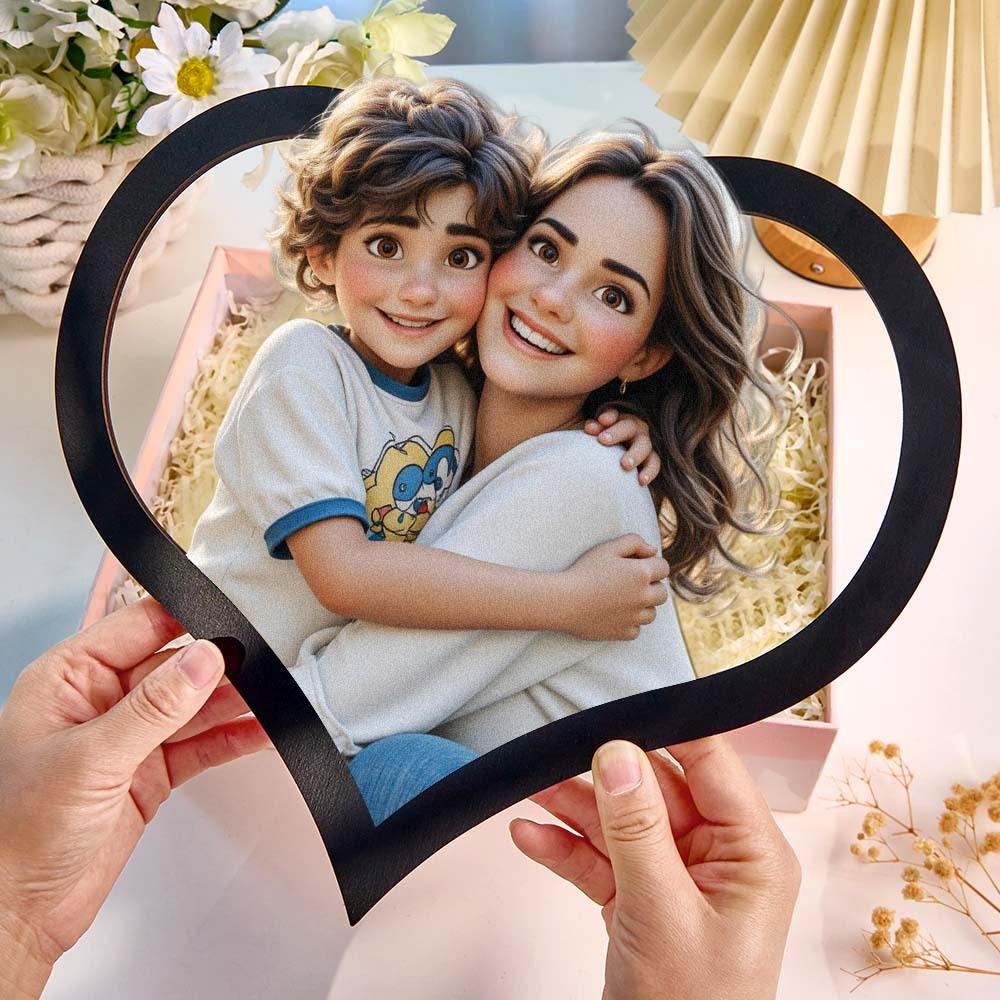 Gifts for Mum Personalized cartoon style photo heart-shaped frame