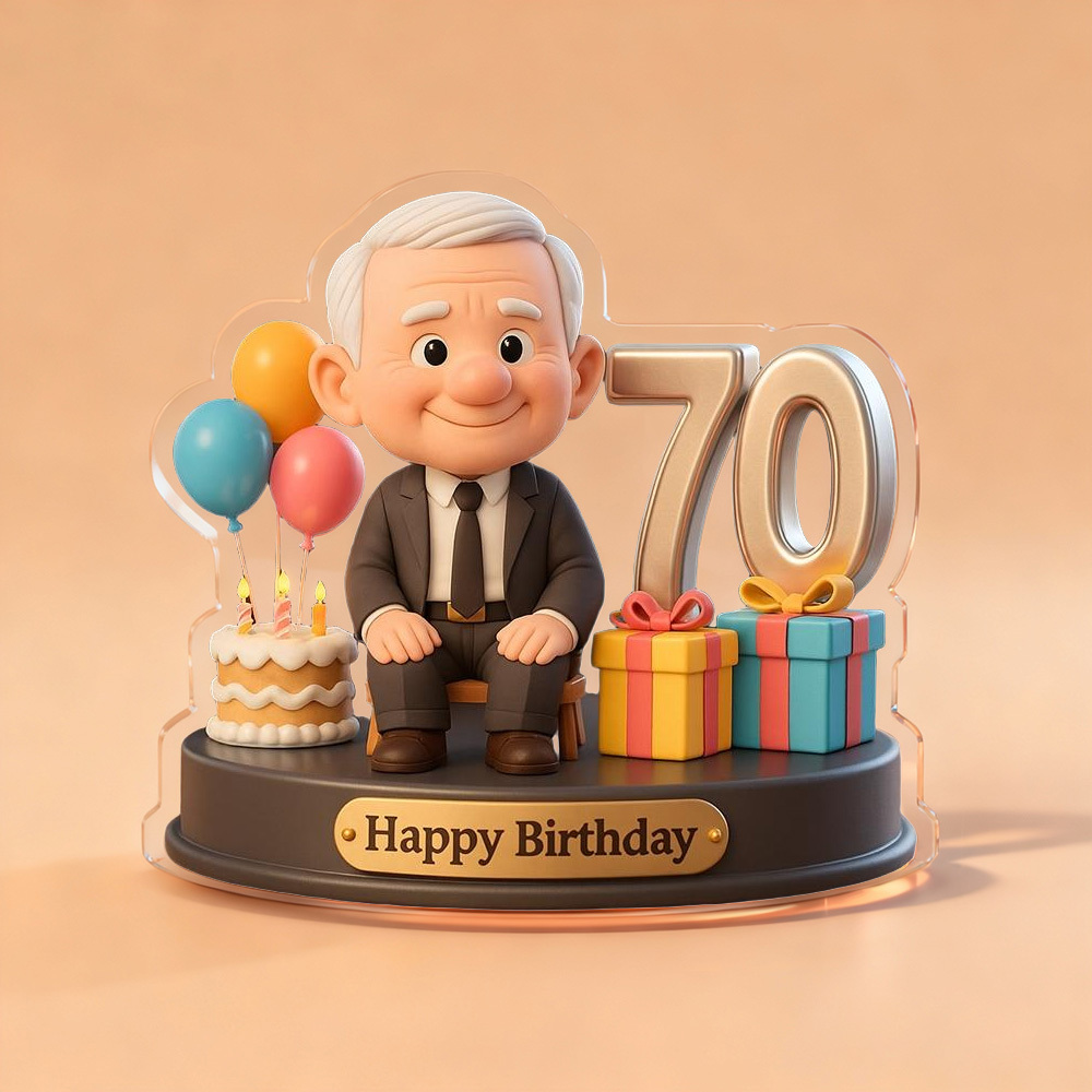 Birthday Gifts for Him Custom Photo Cartoon Birthday Themed Acrylic Figurines 2D Look 3D Pop - 