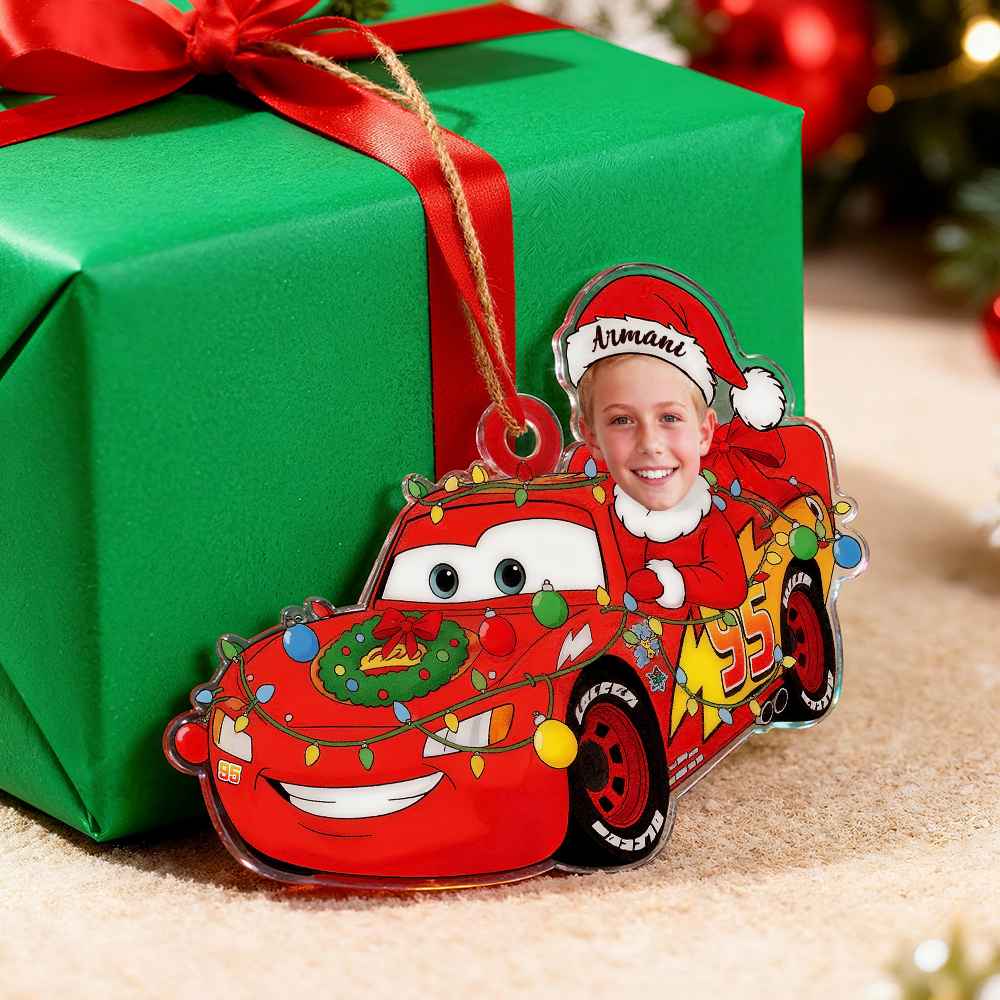 Personalized Disney Cars Acrylic Christmas Ornament for Kids,Kids Name Christmas Ornament,Custom Photo Character Lightning McQueen Tow Mater - 