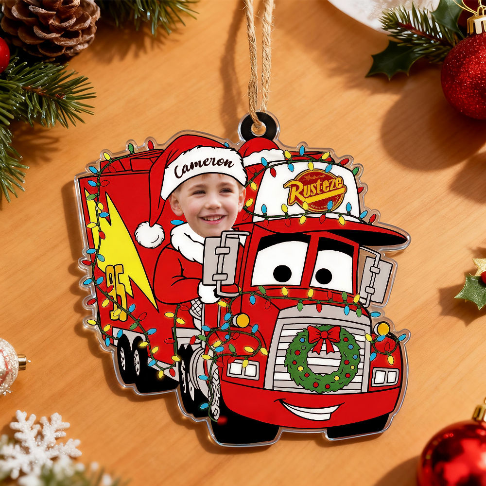 Personalized Disney Cars Acrylic Christmas Ornament for Kids,Kids Name Christmas Ornament,Custom Photo Character Lightning McQueen Tow Mater - 