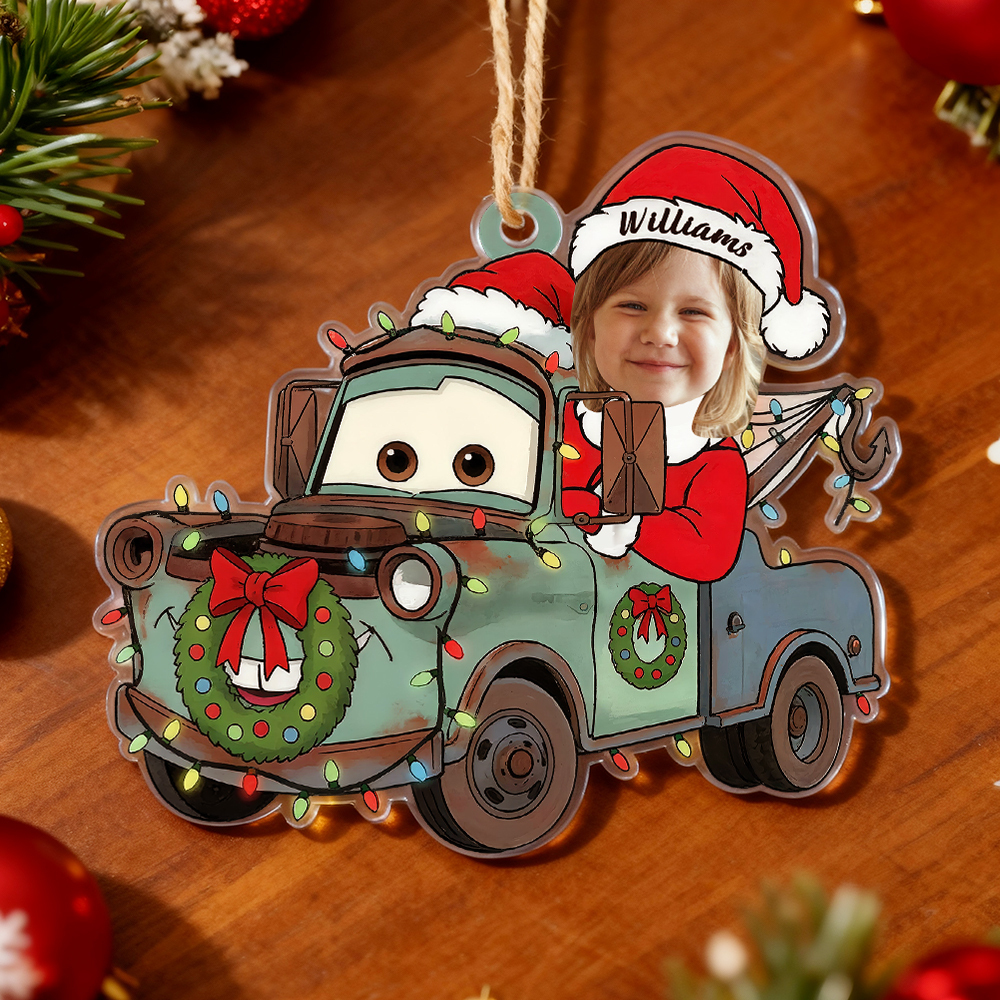 Personalized Disney Cars Acrylic Christmas Ornament for Kids,Kids Name Christmas Ornament,Custom Photo Character Lightning McQueen Tow Mater - 