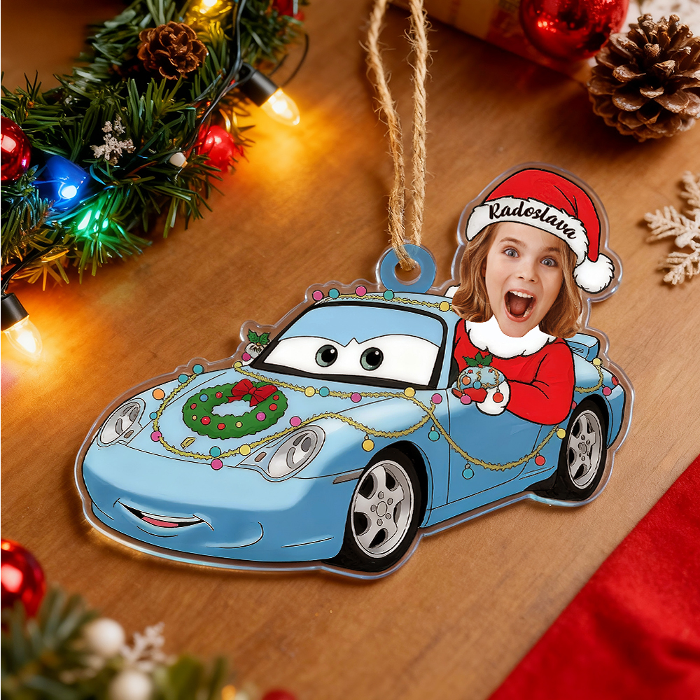 Personalized Disney Cars Acrylic Christmas Ornament for Kids,Kids Name Christmas Ornament,Custom Photo Character Lightning McQueen Tow Mater - 