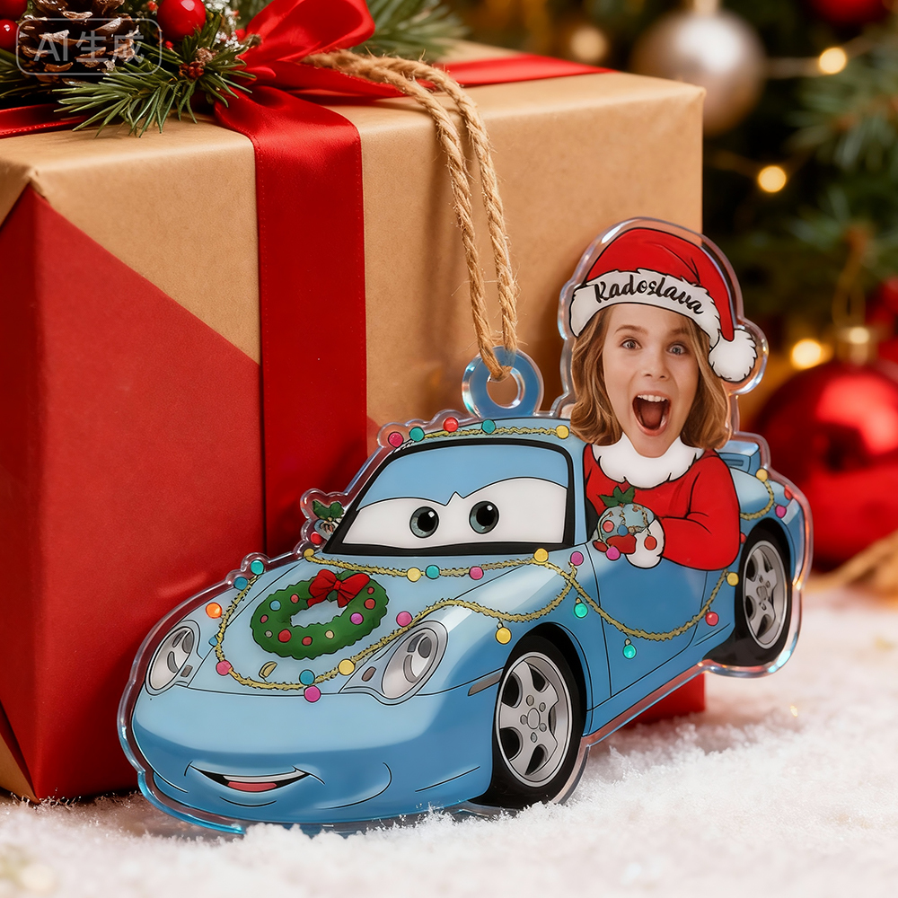 Personalized Disney Cars Acrylic Christmas Ornament for Kids,Kids Name Christmas Ornament,Custom Photo Character Lightning McQueen Tow Mater - 