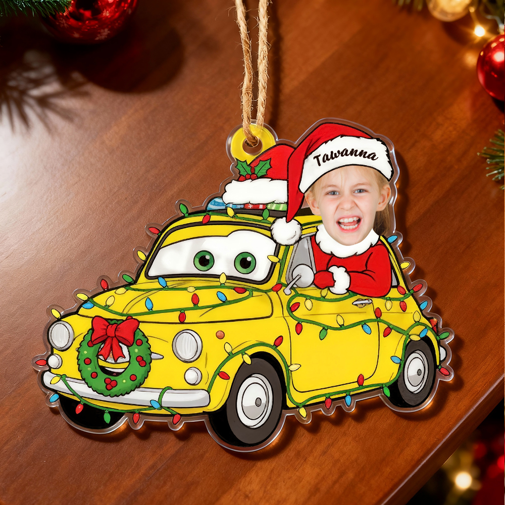 Personalized Disney Cars Acrylic Christmas Ornament for Kids,Kids Name Christmas Ornament,Custom Photo Character Lightning McQueen Tow Mater - 
