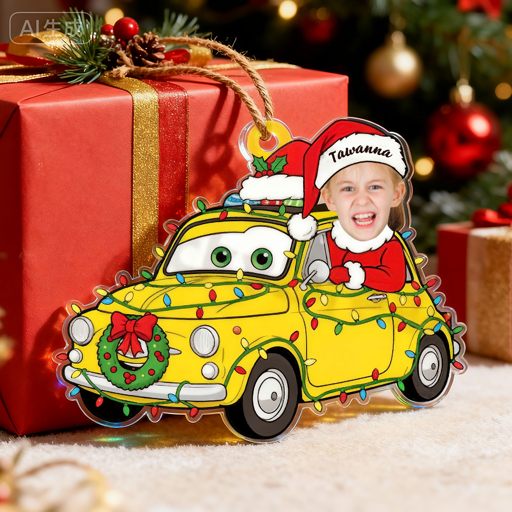Personalized Disney Cars Acrylic Christmas Ornament for Kids,Kids Name Christmas Ornament,Custom Photo Character Lightning McQueen Tow Mater - 