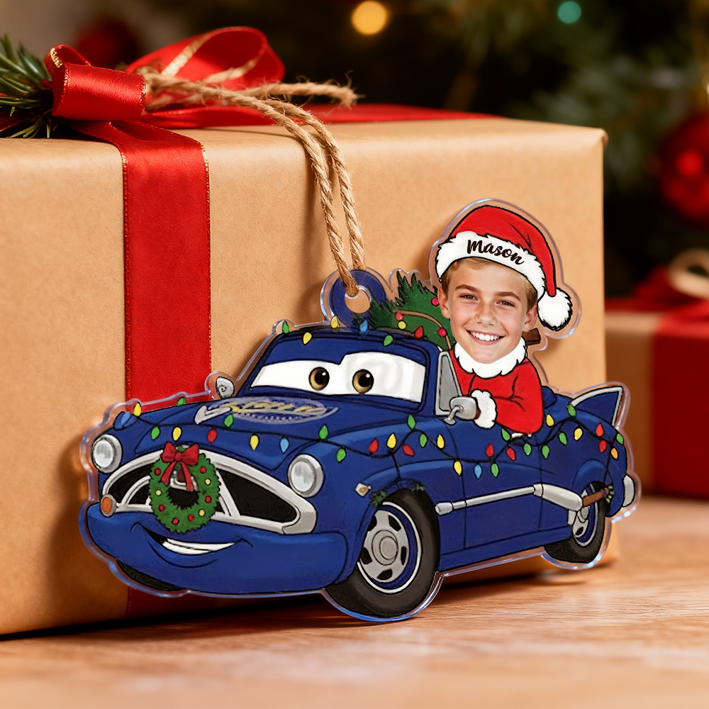 Personalized Disney Cars Acrylic Christmas Ornament for Kids,Kids Name Christmas Ornament,Custom Photo Character Lightning McQueen Tow Mater - 
