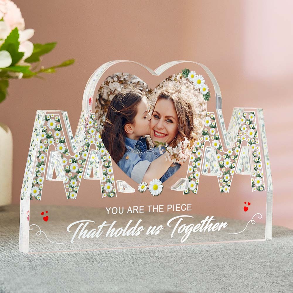 Personalized Photo MOM Shaped Acrylic Plaque Custom Home Decoration Mother's Day Gift -
