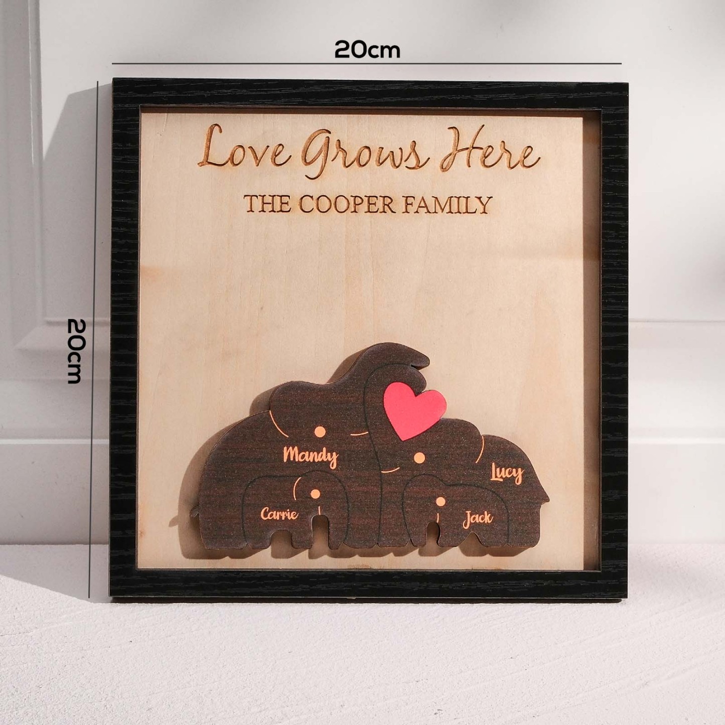 Custom Name Elephant Family Puzzle Wooden Frame Personalized Wooden Home Decorations Motther's Day Gift -