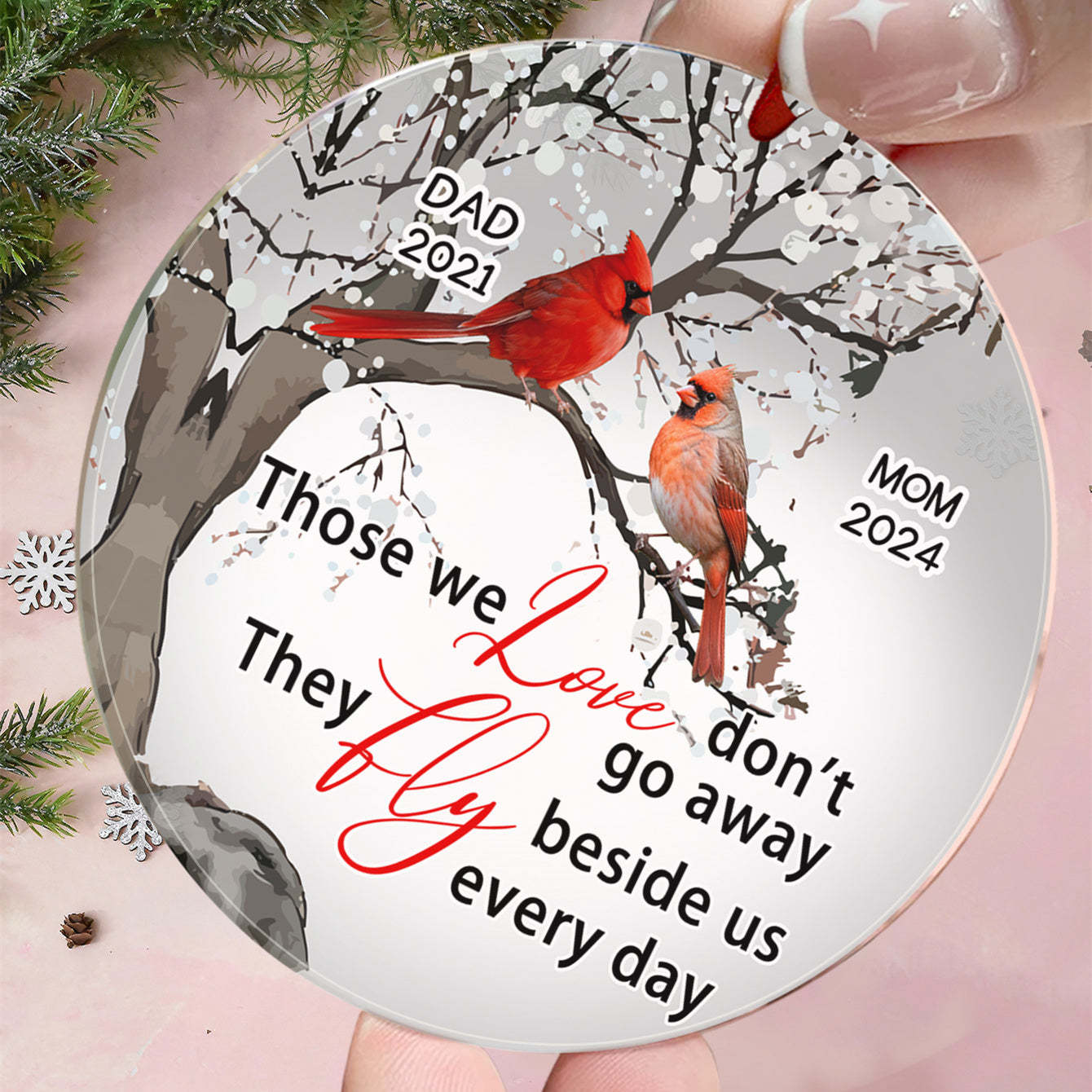 Personalized Memorial Ornament Cardinals Blossom Tree Christmas Ornament Gifts for Family - myphotowalletau