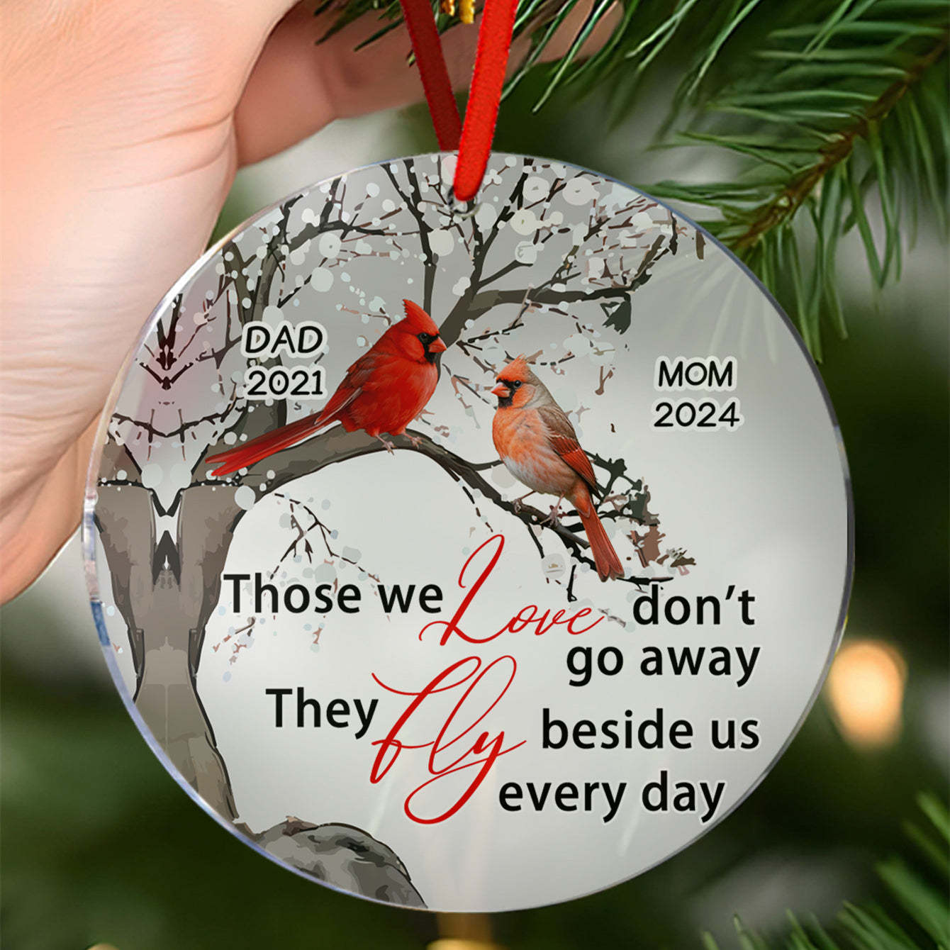 Personalized Memorial Ornament Cardinals Blossom Tree Christmas Ornament Gifts for Family - myphotowalletau