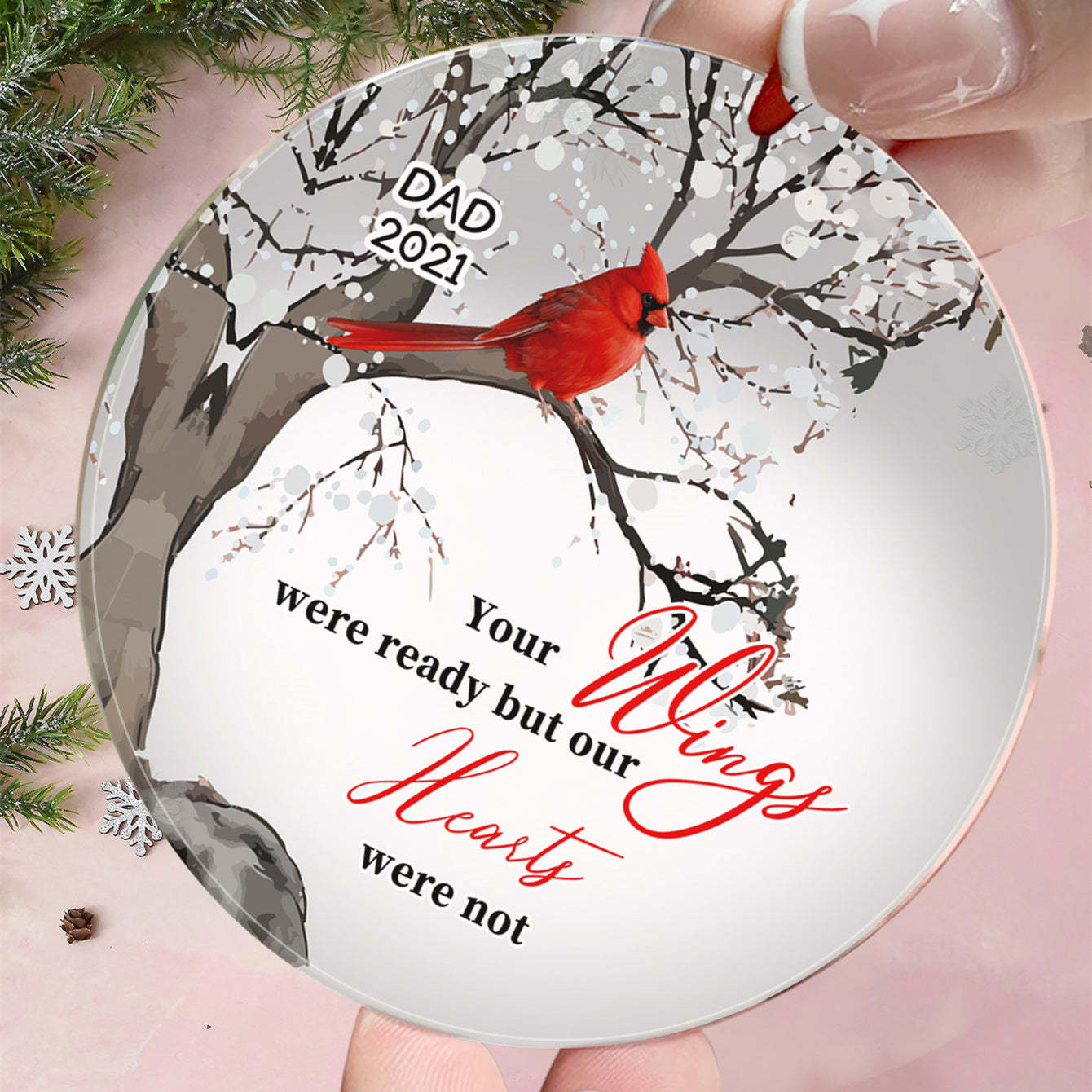 Personalized Memorial Ornament Cardinals Blossom Tree Christmas Ornament Gifts for Family - myphotowalletau