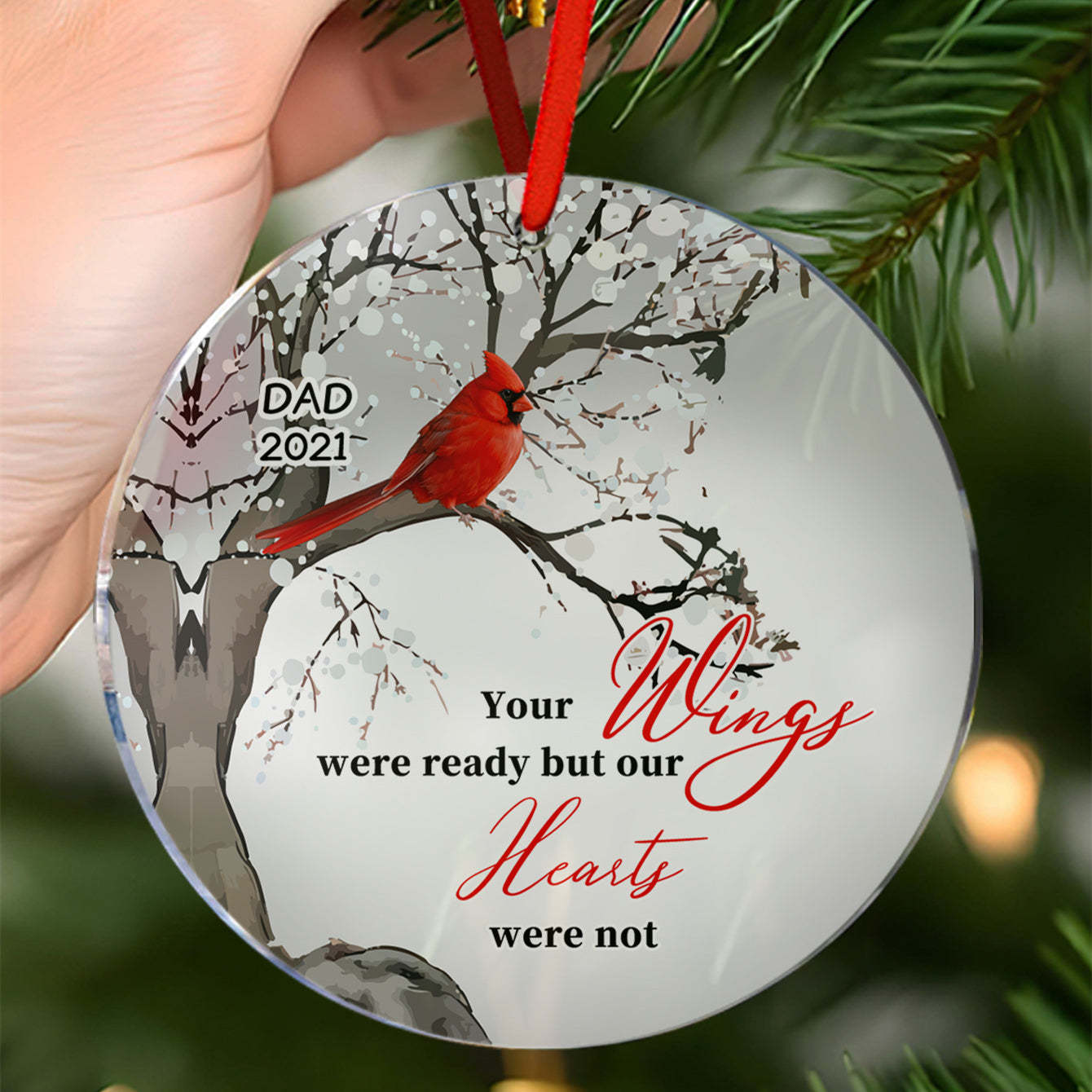 Personalized Memorial Ornament Cardinals Blossom Tree Christmas Ornament Gifts for Family - myphotowalletau