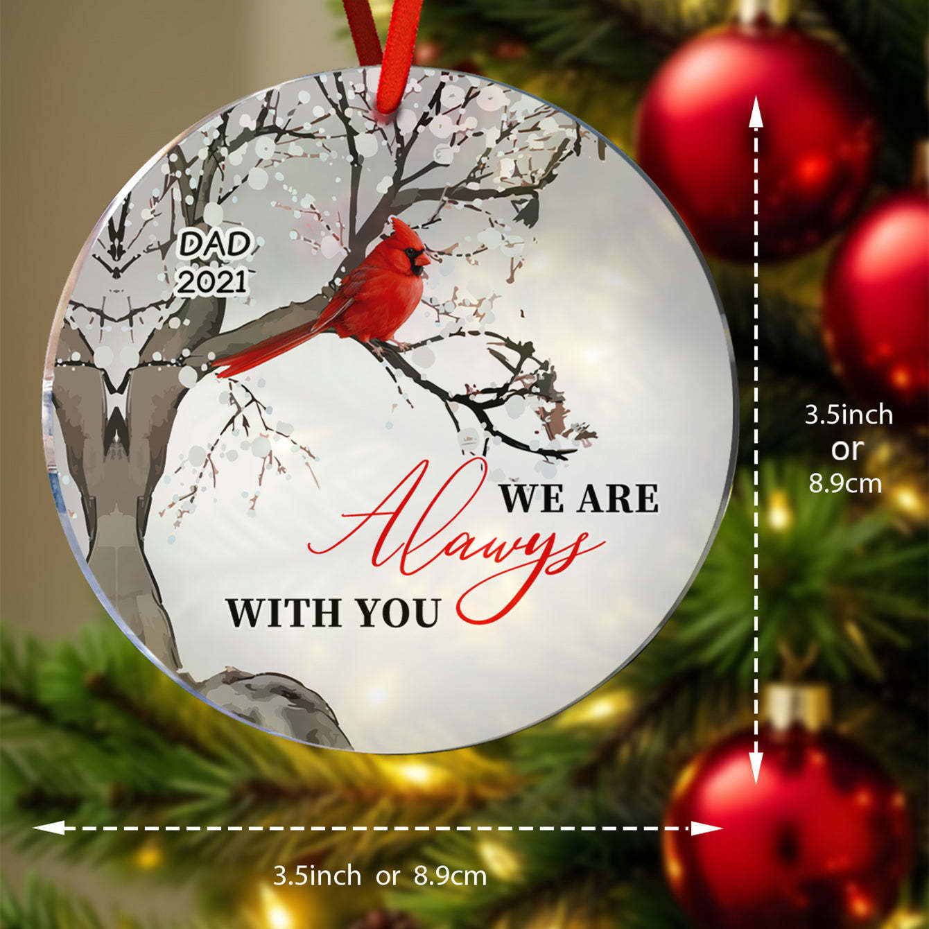 Personalized Memorial Ornament Cardinals Blossom Tree Christmas Ornament Gifts for Family - myphotowalletau