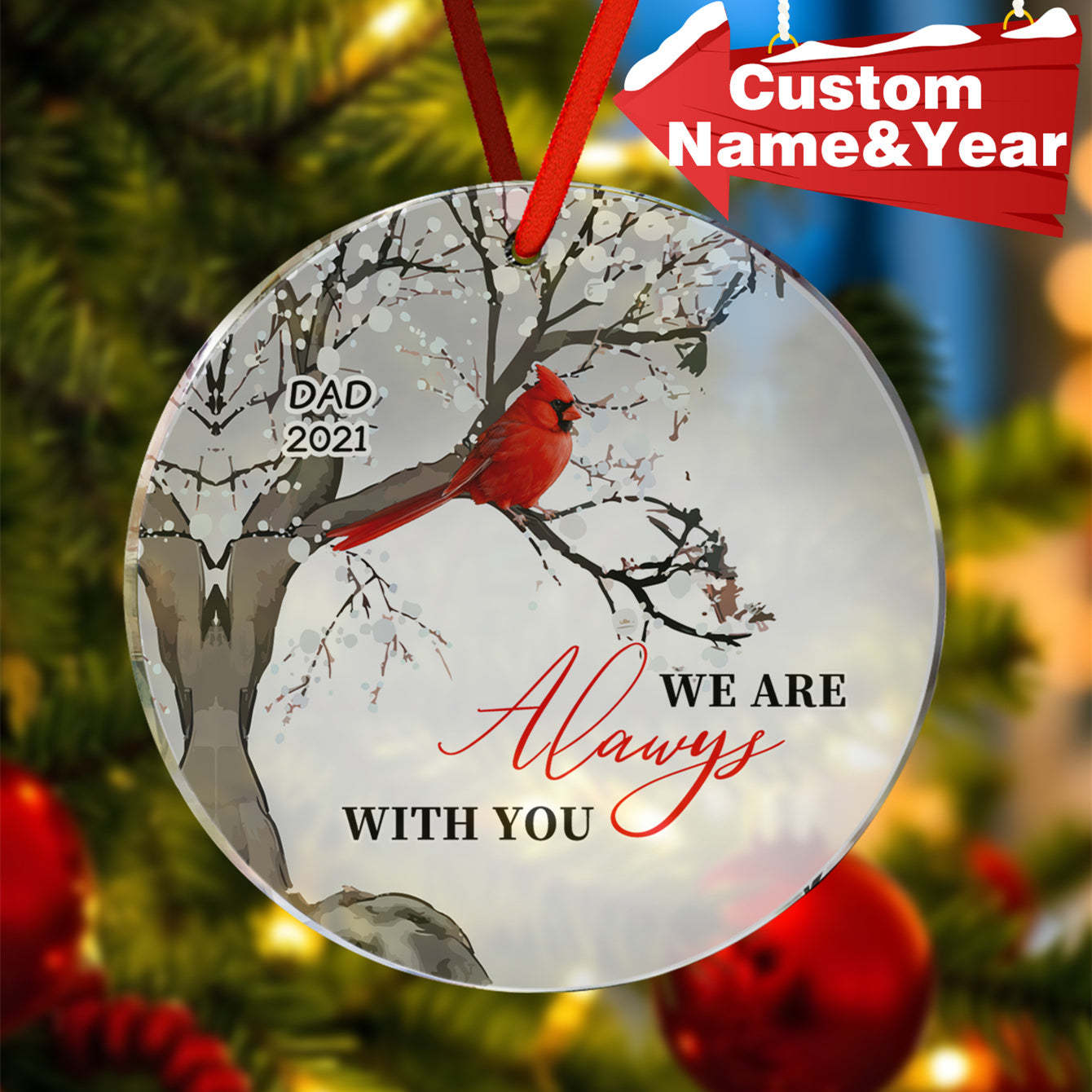 Personalized Memorial Ornament Cardinals Blossom Tree Christmas Ornament Gifts for Family - myphotowalletau
