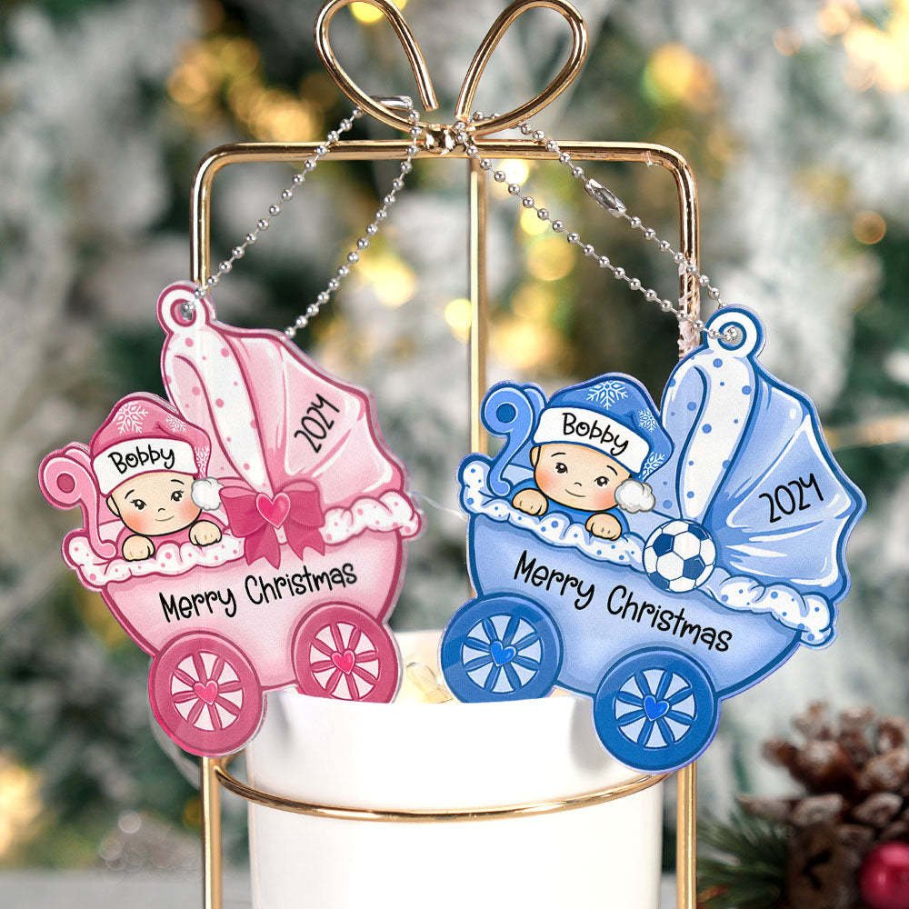 Personalized Baby's First Christmas Ornament Baby Carriage Ornament Gift for Baby - myphotowalletau