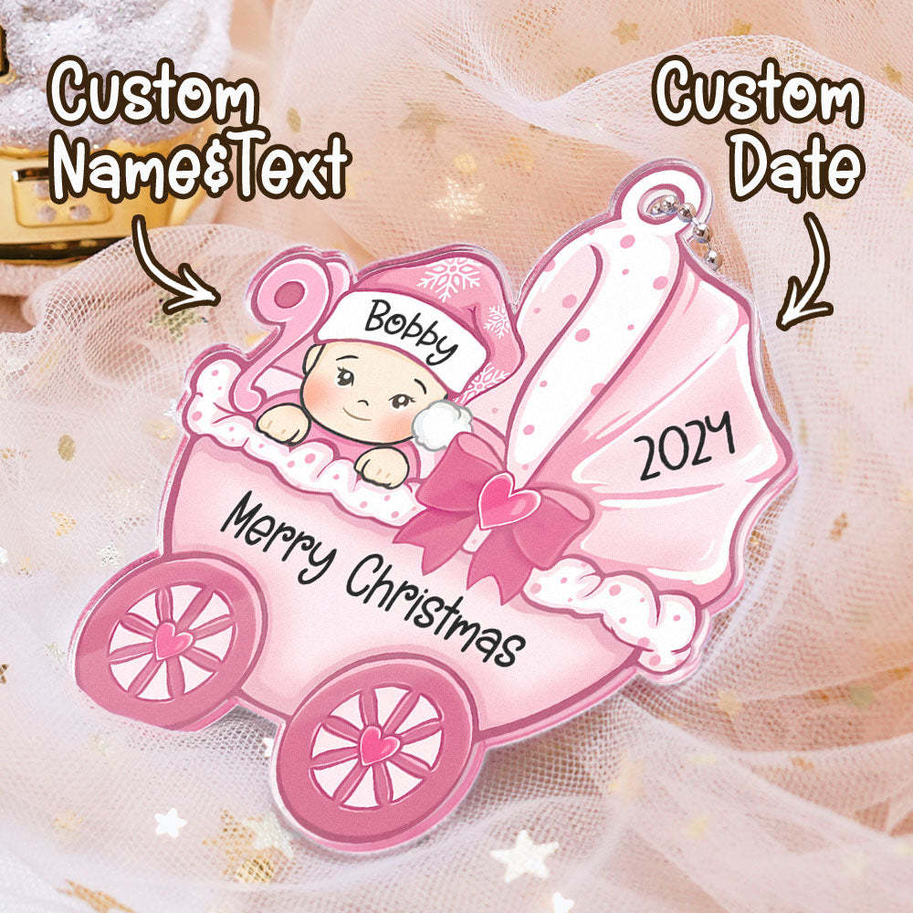 Personalized Baby's First Christmas Ornament Baby Carriage Ornament Gift for Baby - myphotowalletau