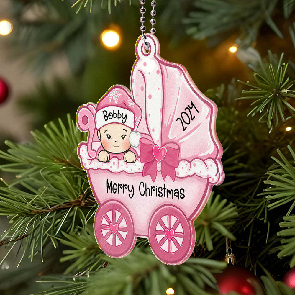 Personalized Baby's First Christmas Ornament Baby Carriage Ornament Gift for Baby - myphotowalletau