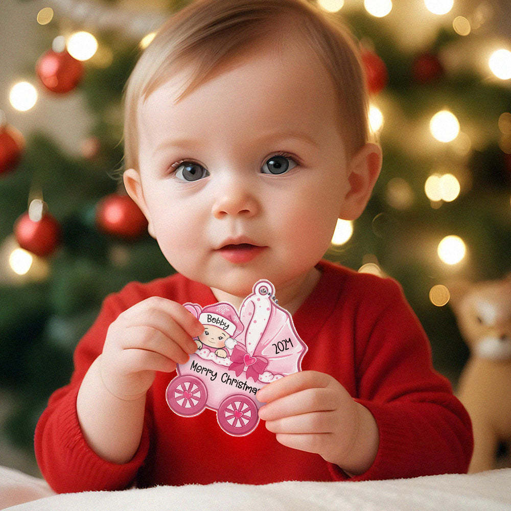 Personalized Baby's First Christmas Ornament Baby Carriage Ornament Gift for Baby - myphotowalletau