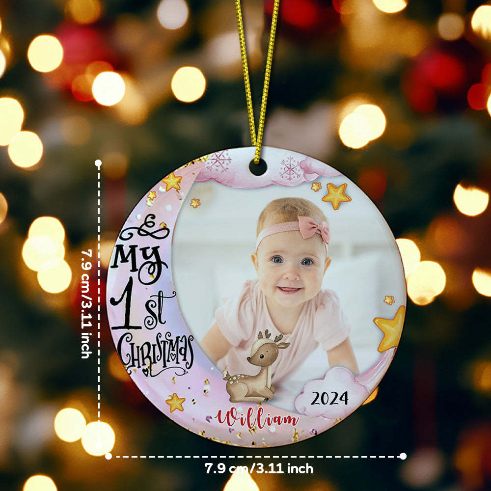 Personalized First Christmas Ornament with Photo Animal Christmas Ornament Gift for Baby - myphotowalletau