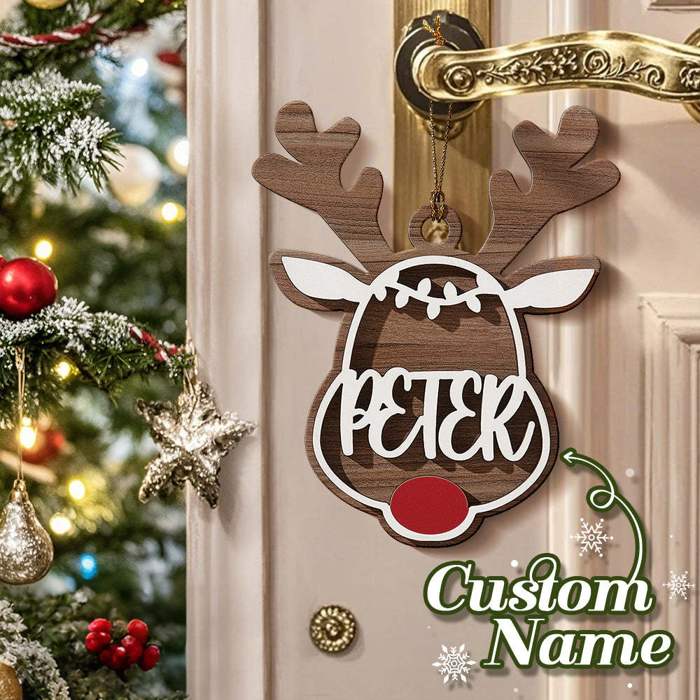 Personalized Reindeer Ornament with Name Christmas Tree Decorations Gift -