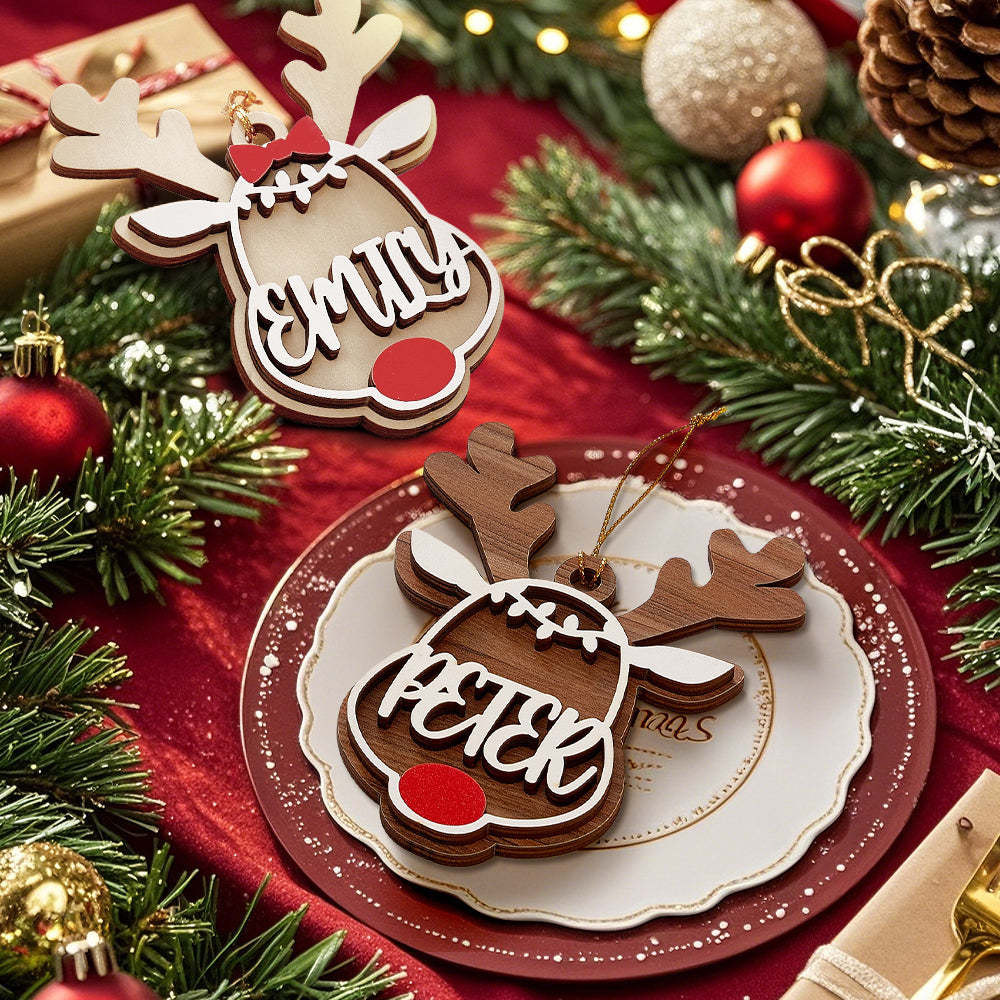 Personalized Reindeer Ornament with Name Christmas Tree Decorations Gift -