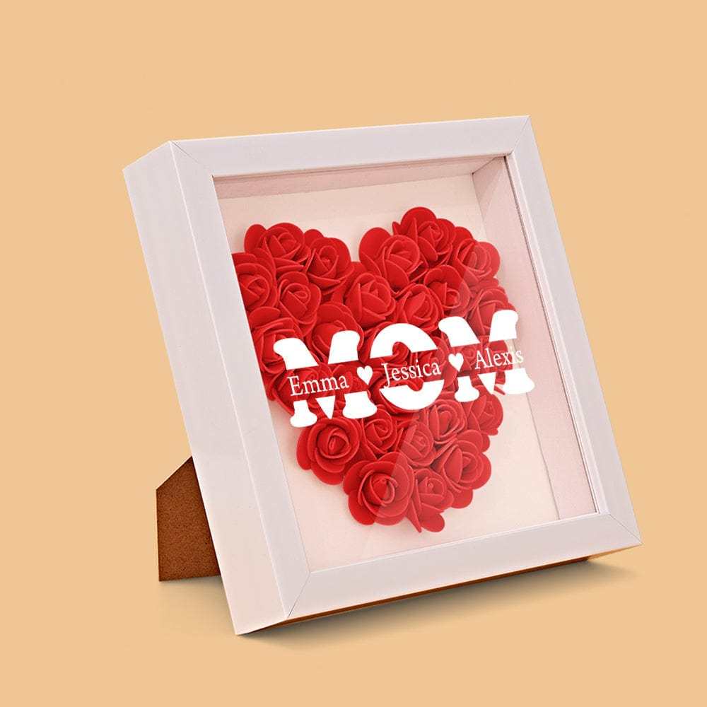 Personalized Flower Shadow Box With 3 Names Mother's Day Gifts for Mom - myphotowalletau