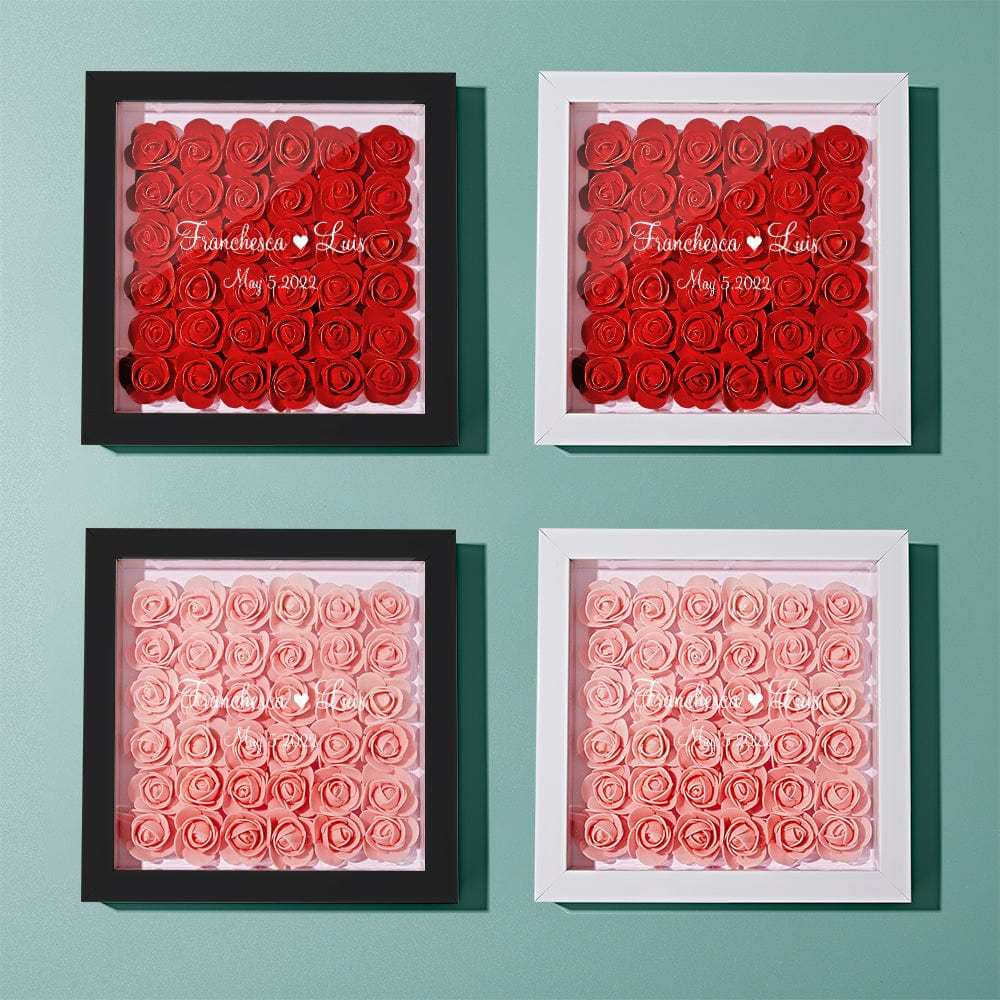Personalized Flower Shadow Box With 3 Names Mother's Day Gifts for Mom - myphotowalletau