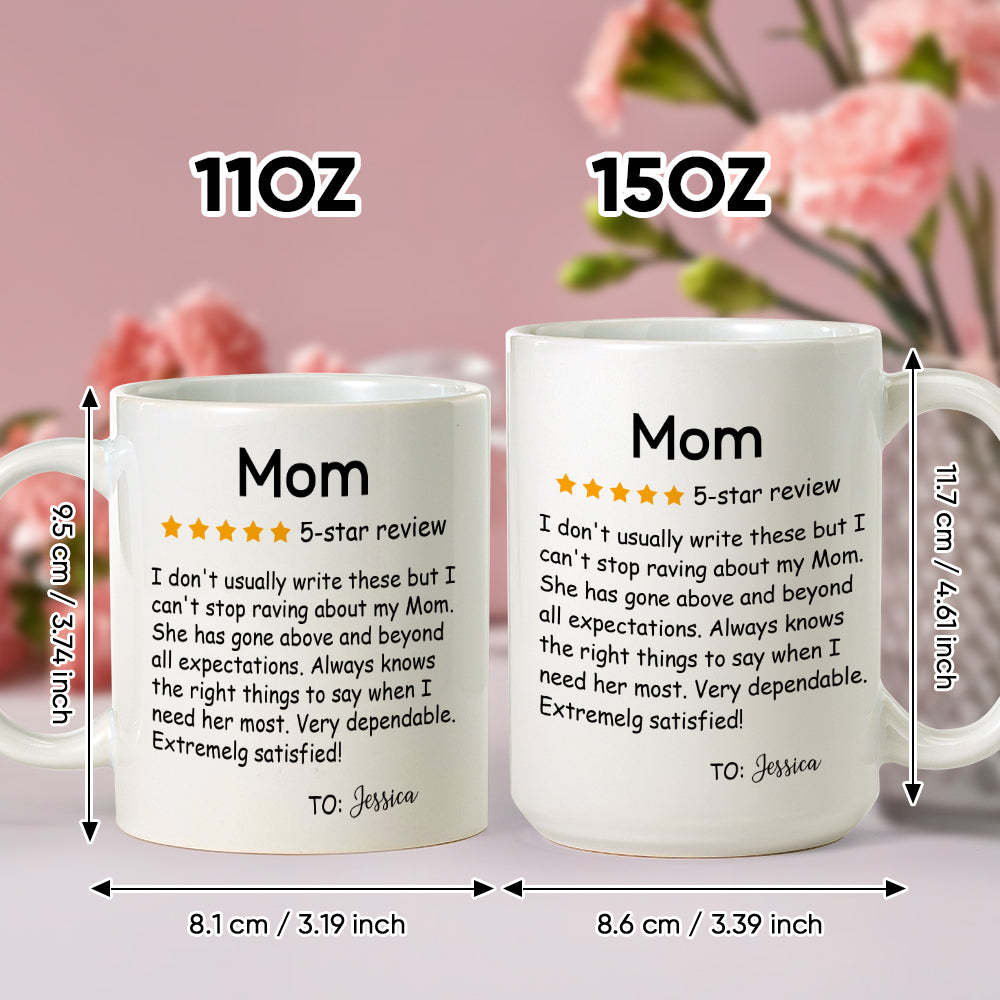 Personalized Five-Star Review Mug with Name Ceramic Coffee Mug Mother's Day Birthday Gift for Mom - - myphotowallet