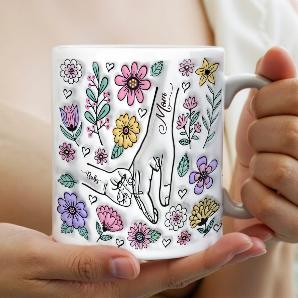 Mug For Mom, Mama's Holding Hands Hand Mug, Personalised Gift For Mom Mug, Christmas Mother's Day Gift For Mom, Birthday Gift For Mom, Mug