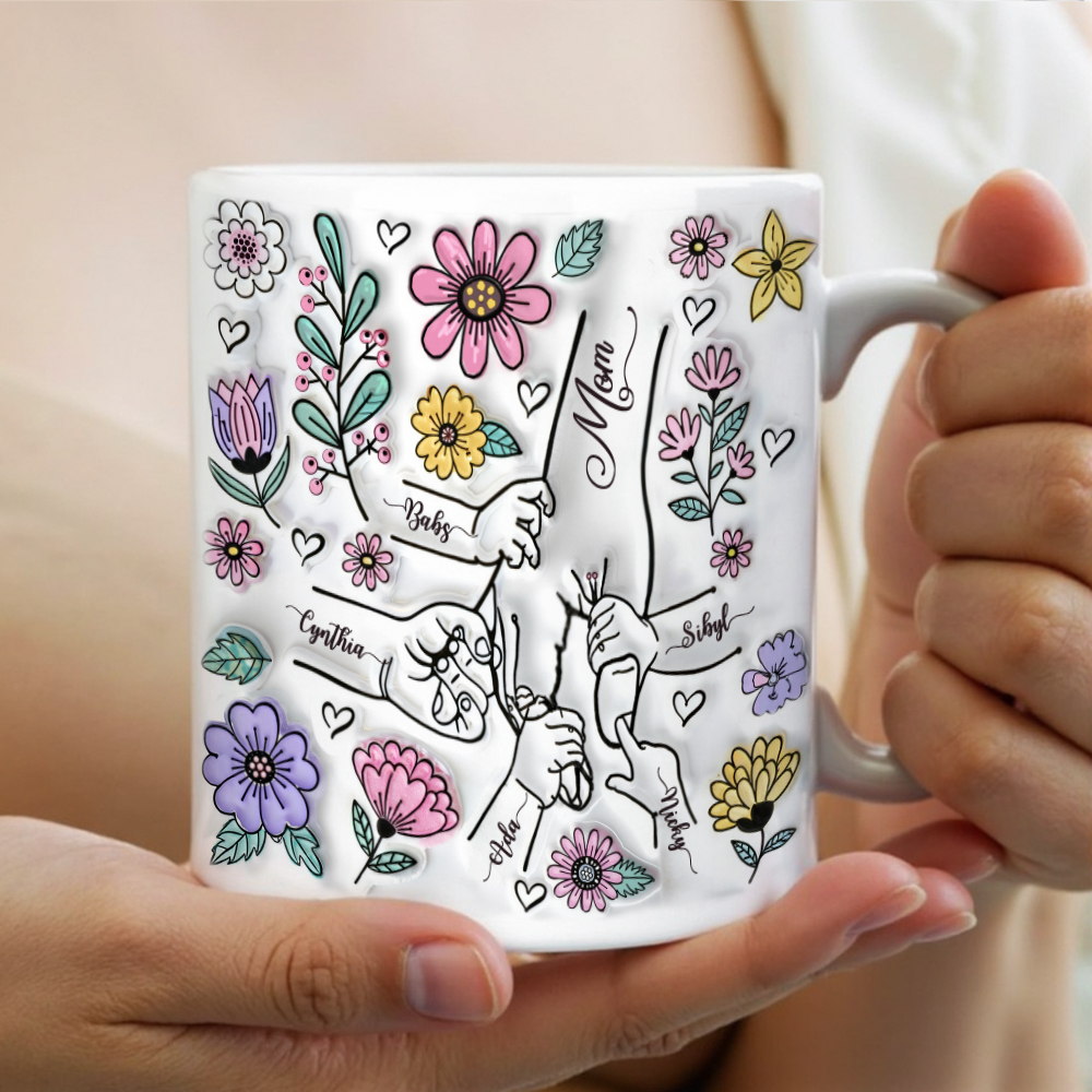 Mug For Mom, Mama's Holding Hands Hand Mug, Personalised Gift For Mom Mug, Christmas Mother's Day Gift For Mom, Birthday Gift For Mom, Mug