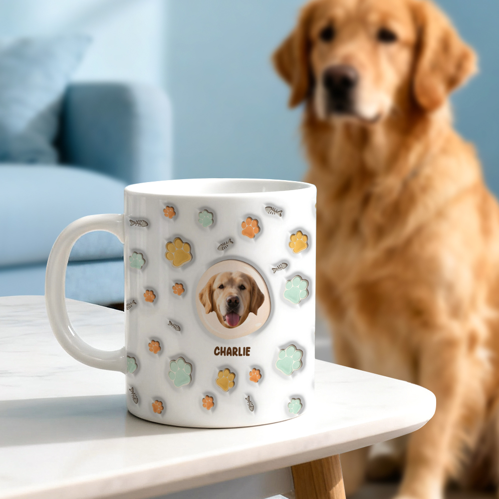 Custom Photo 3D Inflated Effect Cat Mug - 
