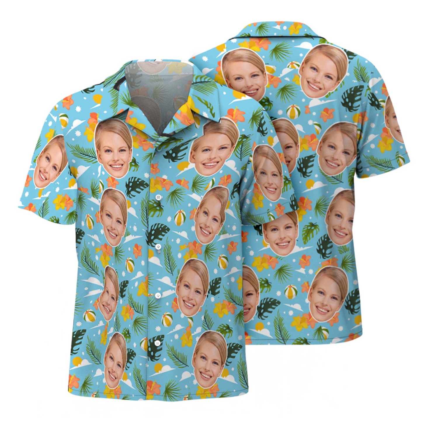 Custom Face Hawaiian Shirt Personalized Tropical Photo Shirt for Beach & Vacation - 