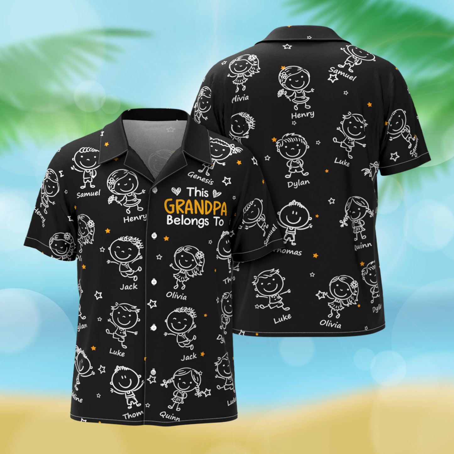 Custom Hawaiian Shirt This Grandpa Belongs To Doodle Personalized Grandpa of Doodle Hawaiian Shirt - 