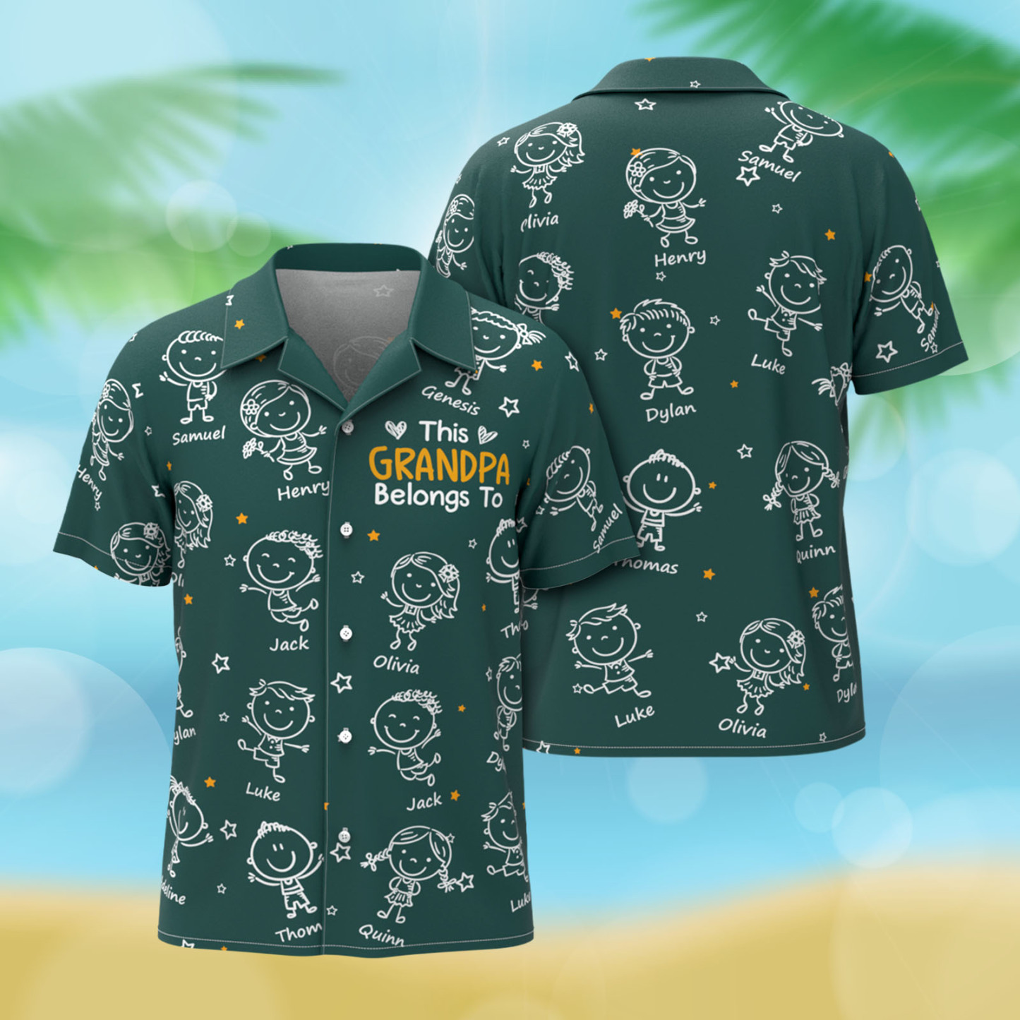 Custom Hawaiian Shirt This Grandpa Belongs To Doodle Personalized Grandpa of Doodle Hawaiian Shirt - 