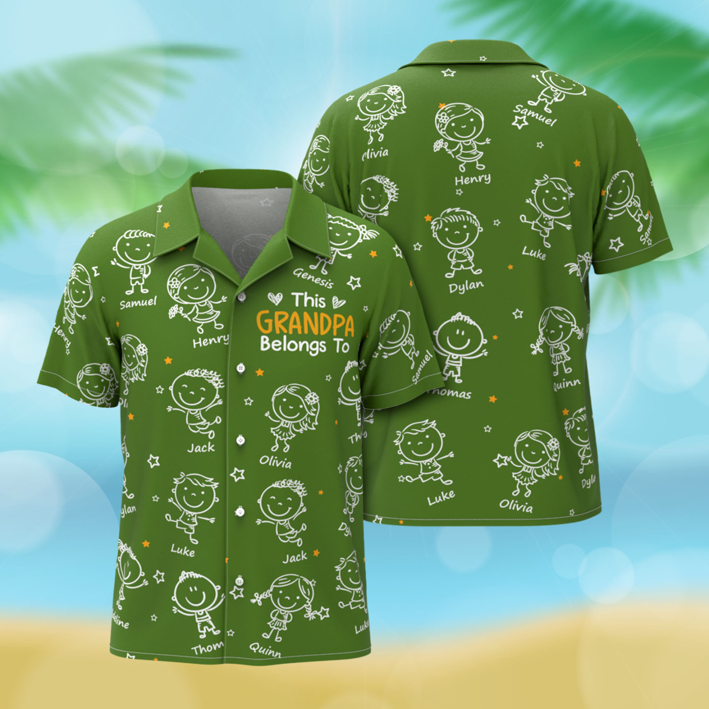 Custom Hawaiian Shirt This Grandpa Belongs To Doodle Personalized Grandpa of Doodle Hawaiian Shirt - 
