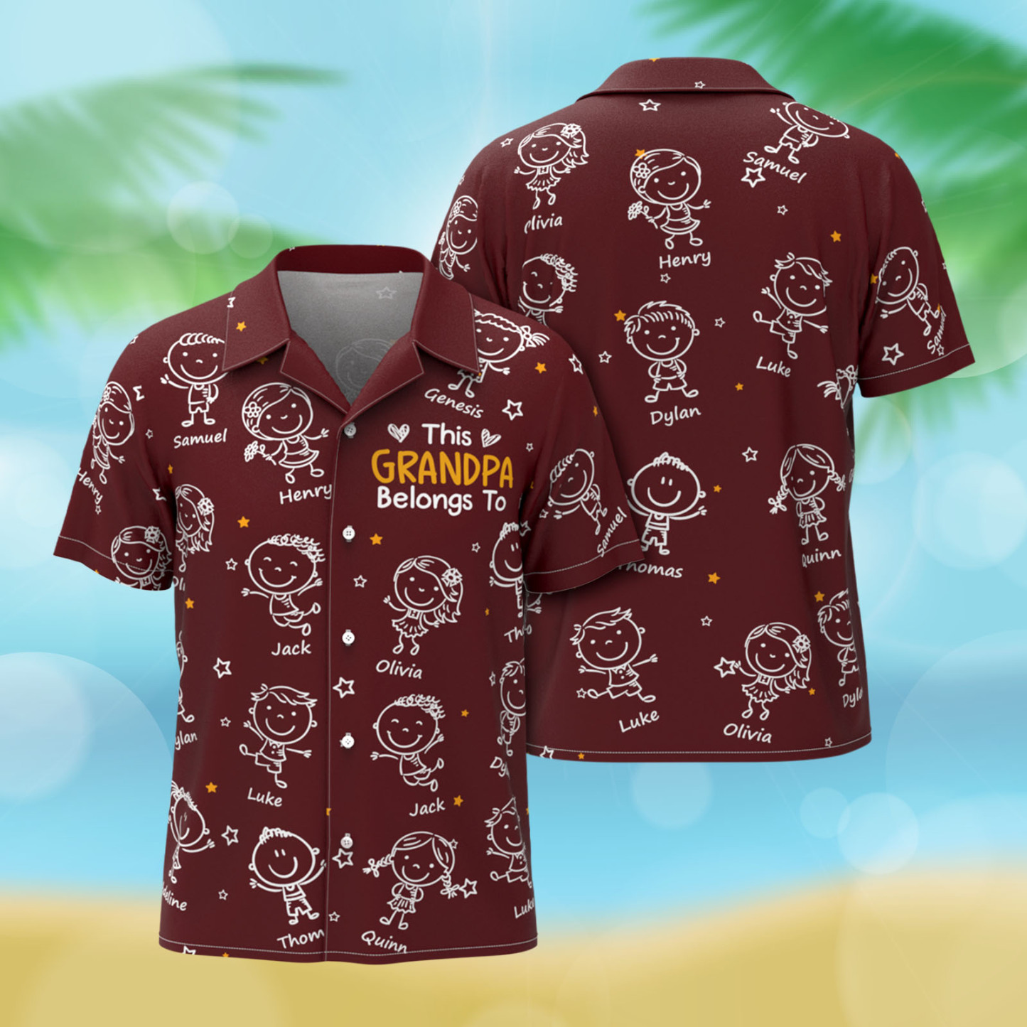 Custom Hawaiian Shirt This Grandpa Belongs To Doodle Personalized Grandpa of Doodle Hawaiian Shirt - 