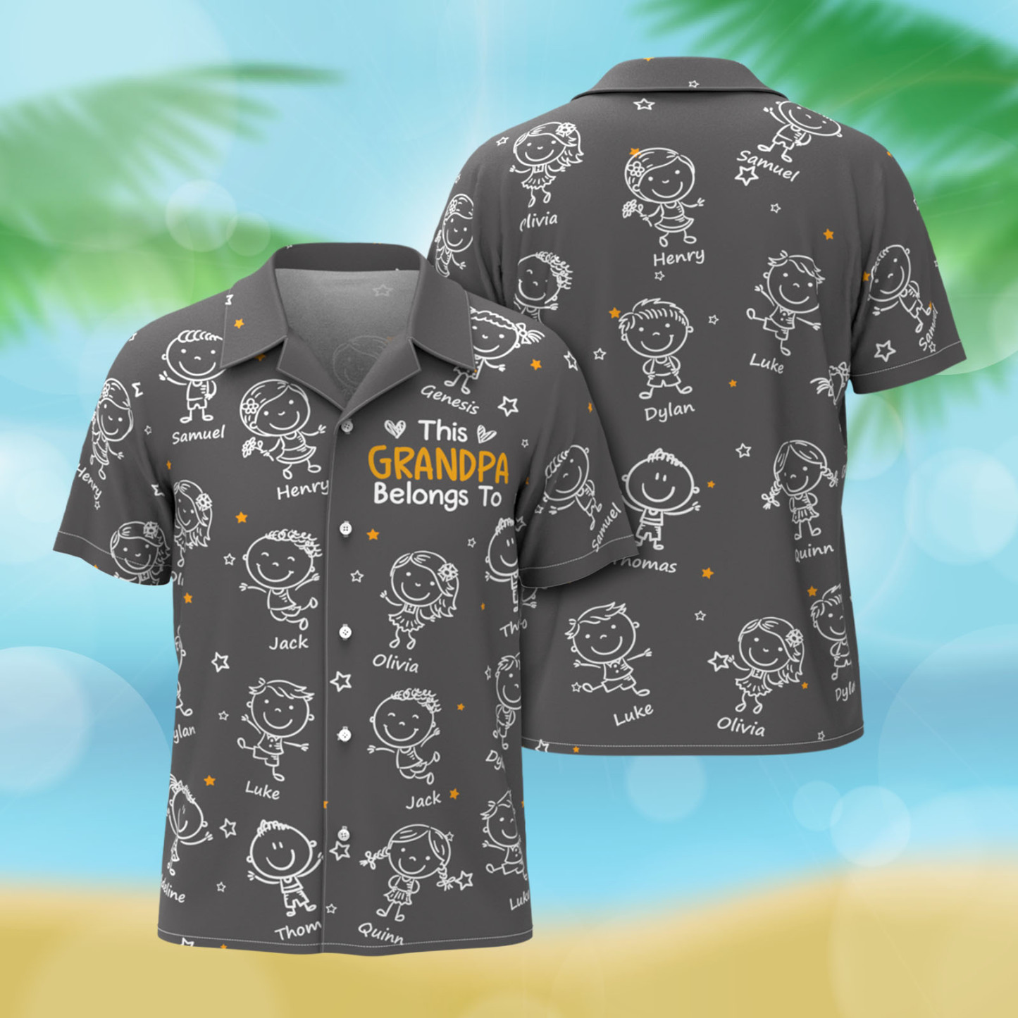 Custom Hawaiian Shirt This Grandpa Belongs To Doodle Personalized Grandpa of Doodle Hawaiian Shirt - 