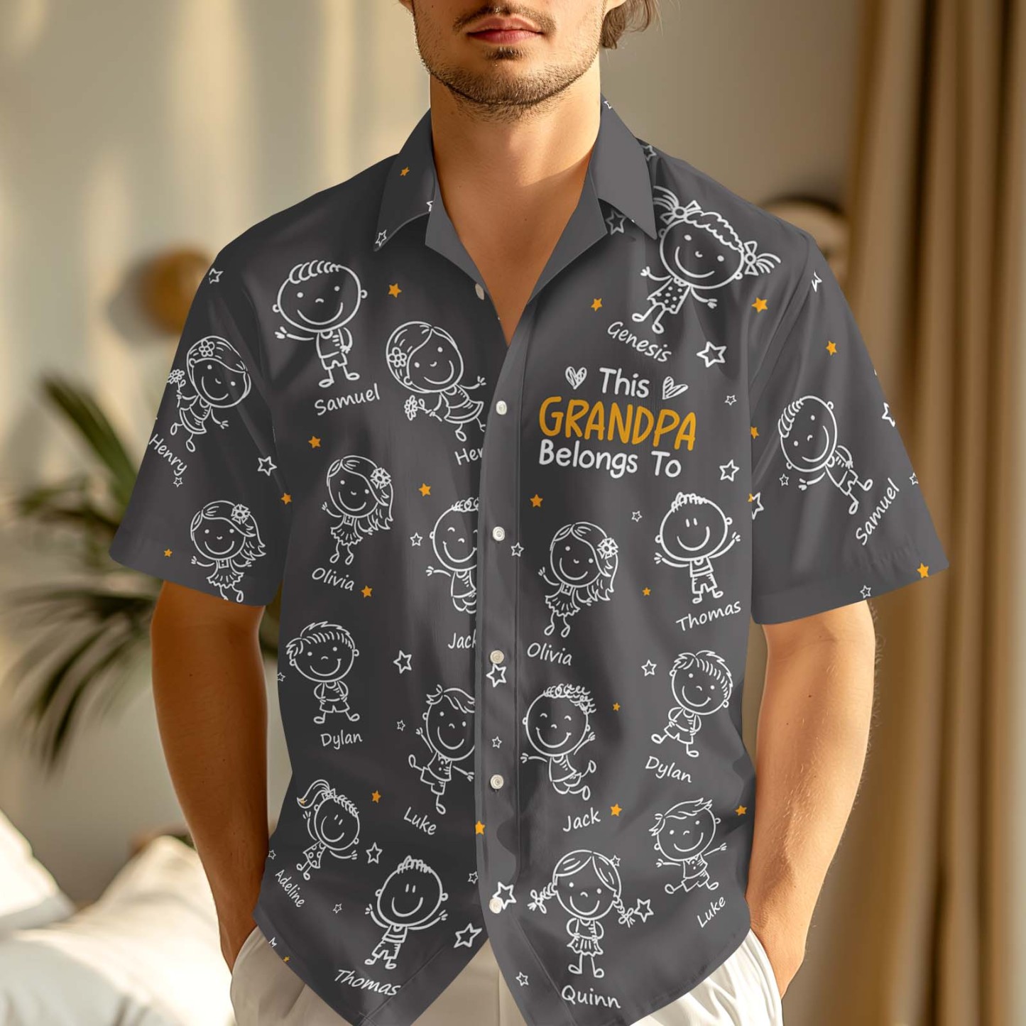 Custom Hawaiian Shirt This Grandpa Belongs To Doodle Personalized Grandpa of Doodle Hawaiian Shirt - 