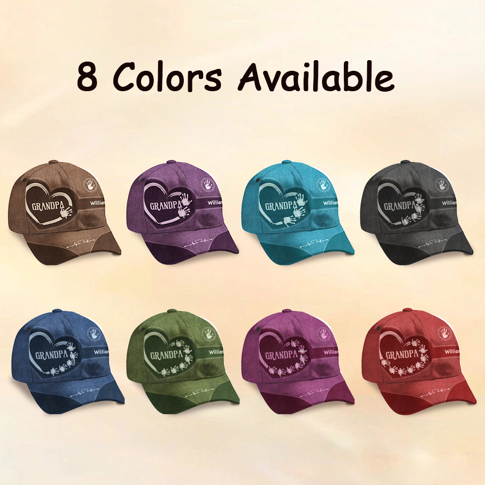 Gifts for Father Grandpa Dad Kids Handprints - Personalized Classic Cap