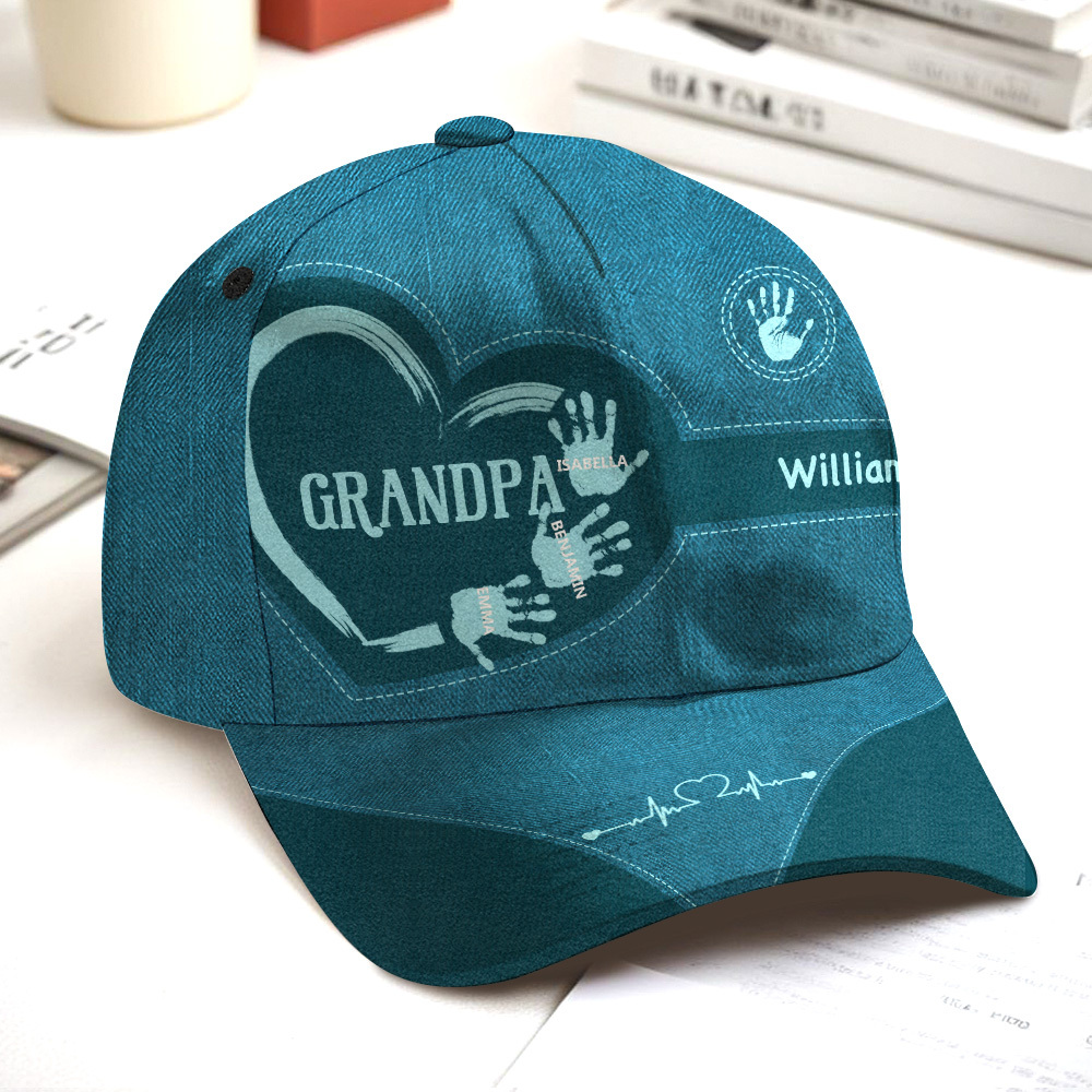 Gifts for Father Grandpa Dad Kids Handprints - Personalized Classic Cap
