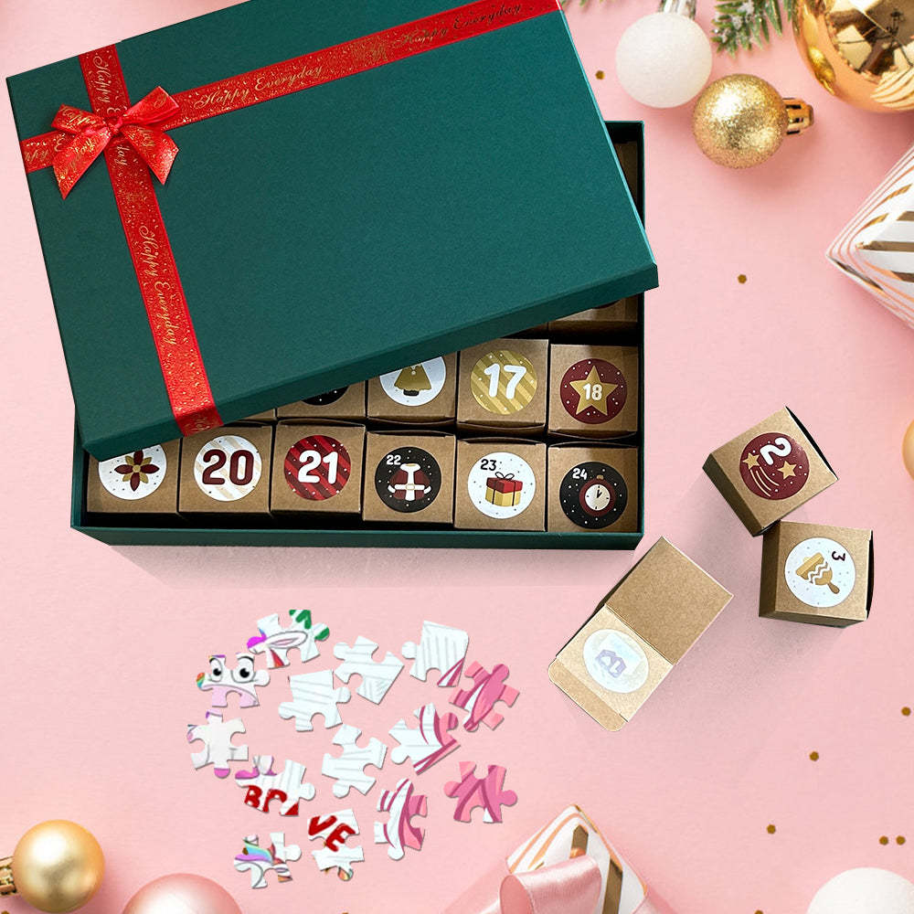 Custom Advent Calendar Christmas Jigsaw Puzzle Christmas Countdown Puzzle Toy Gift for Kids - 