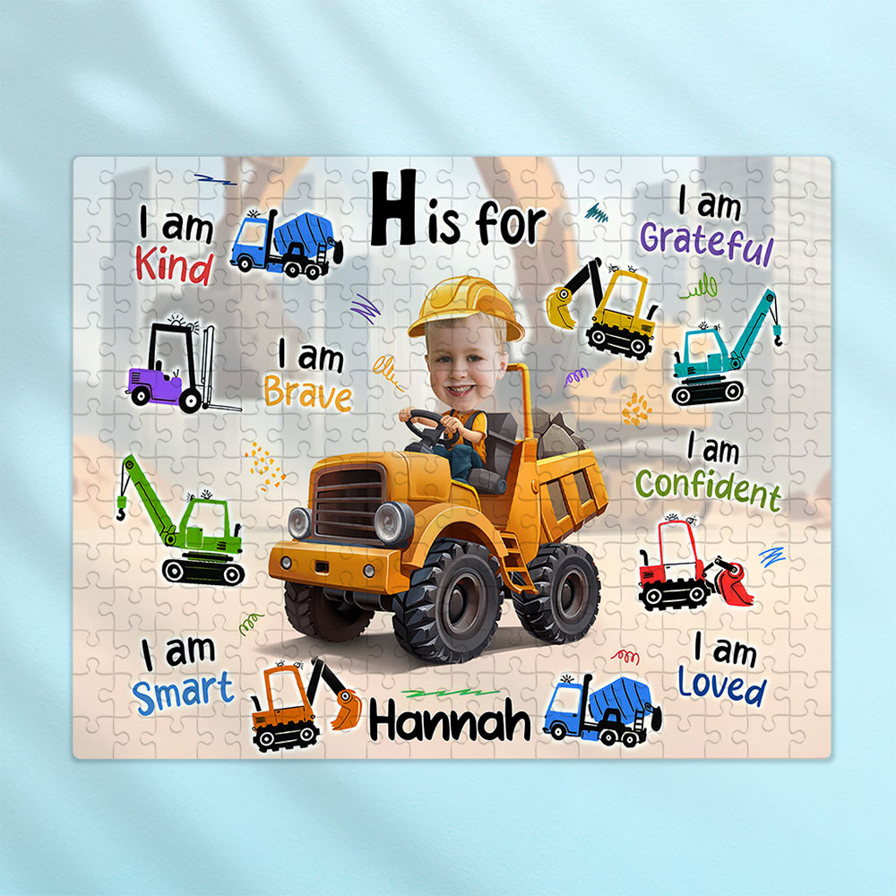 Little Boy Construction Truck - Board Game For Sons, Kids - Personalized Photo Jigsaw Puzzle