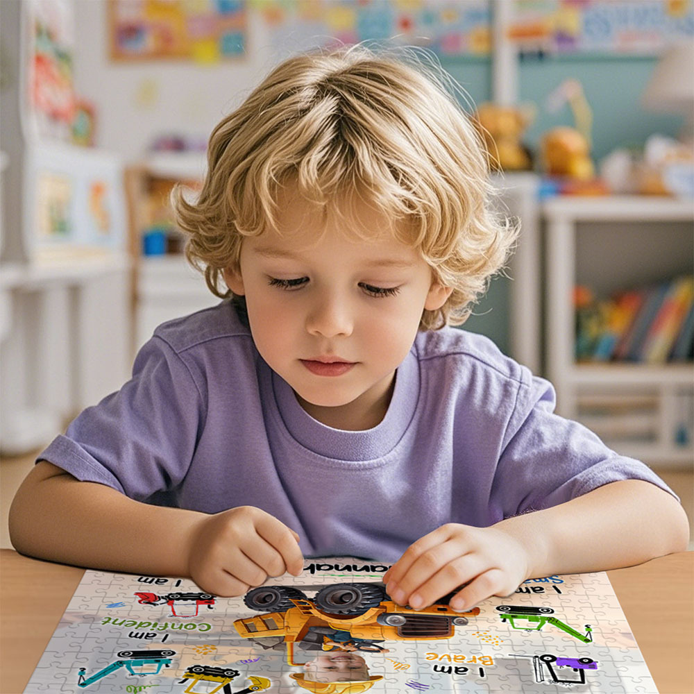 Little Boy Construction Truck - Board Game For Sons, Kids - Personalized Photo Jigsaw Puzzle