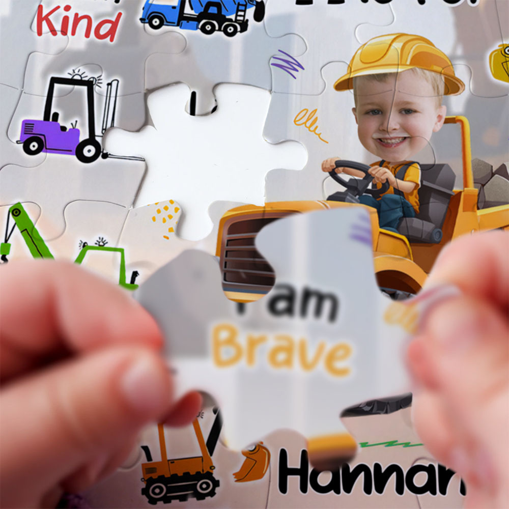 Little Boy Construction Truck - Board Game For Sons, Kids - Personalized Photo Jigsaw Puzzle