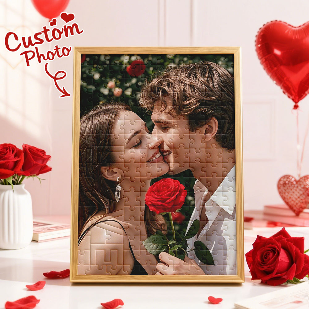 Personalized Photo Jigsaw Puzzle with LOVE-Shaped Piece | Romantic Custom Puzzle Gift - 