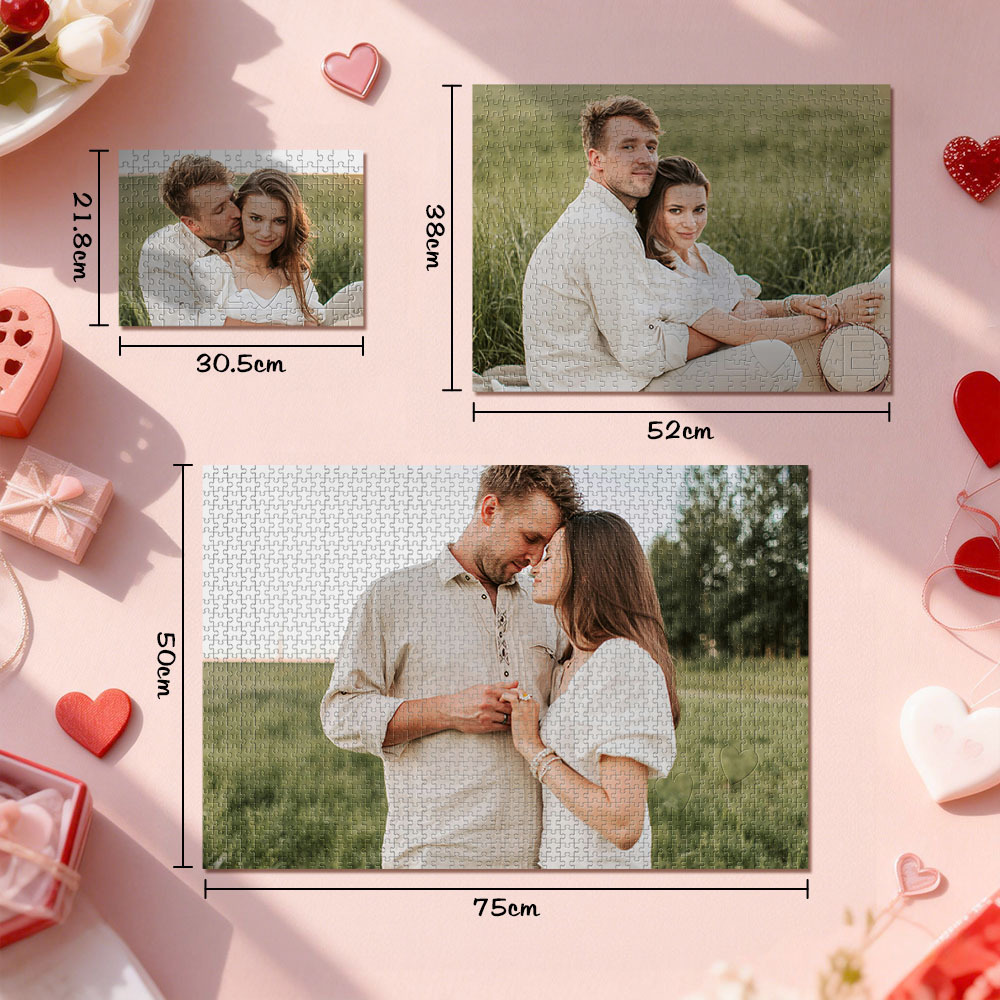 Personalized Photo Jigsaw Puzzle with LOVE-Shaped Piece | Romantic Custom Puzzle Gift - 