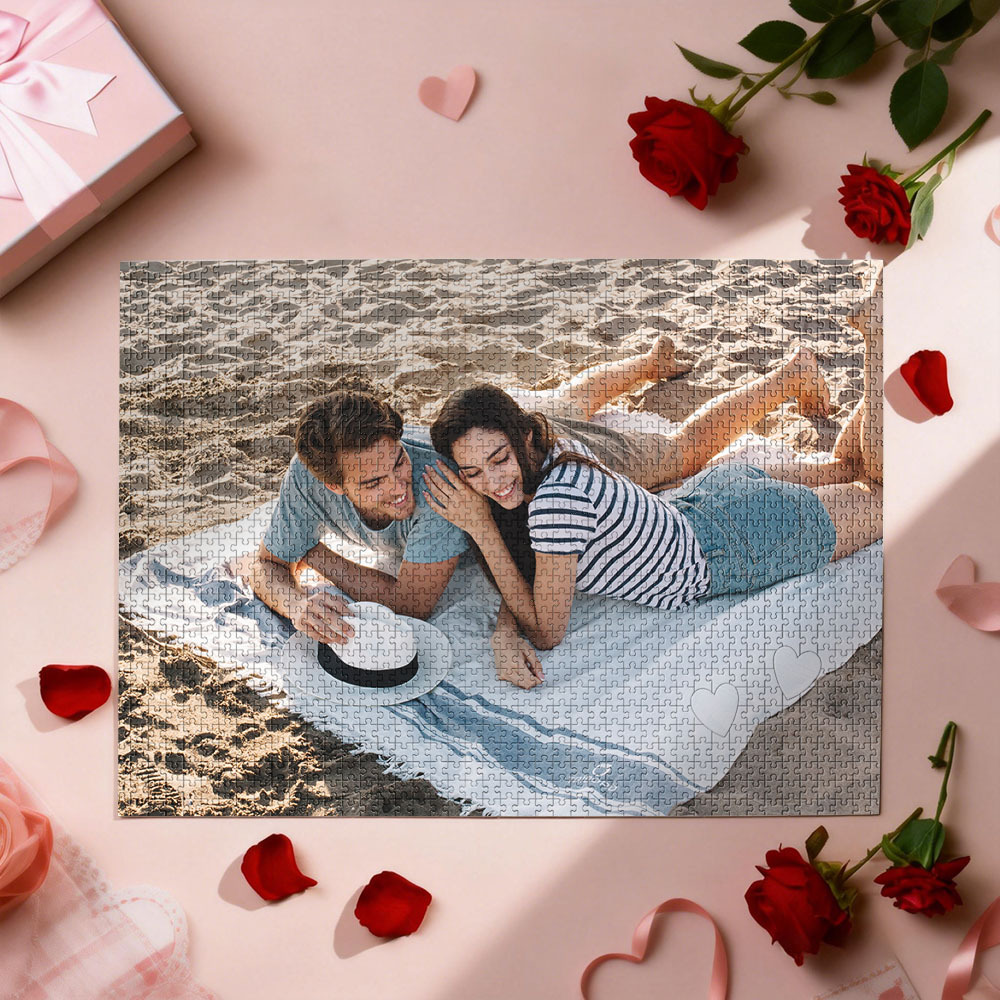 Personalized Photo Jigsaw Puzzle with LOVE-Shaped Piece | Romantic Custom Puzzle Gift - 